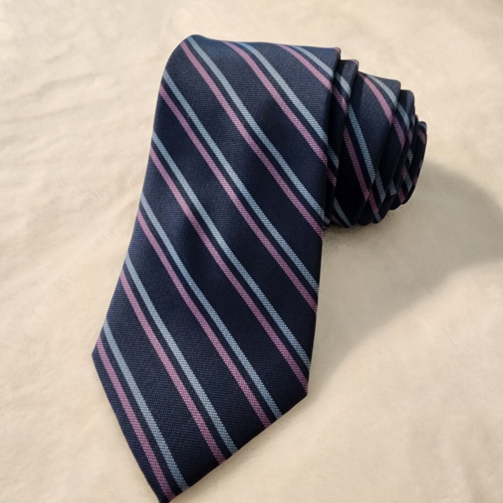 Lands' End Lands' End Tie Blue and Purple Striped Classic Style Necktie Size ONE SIZE - 1 Thumbnail