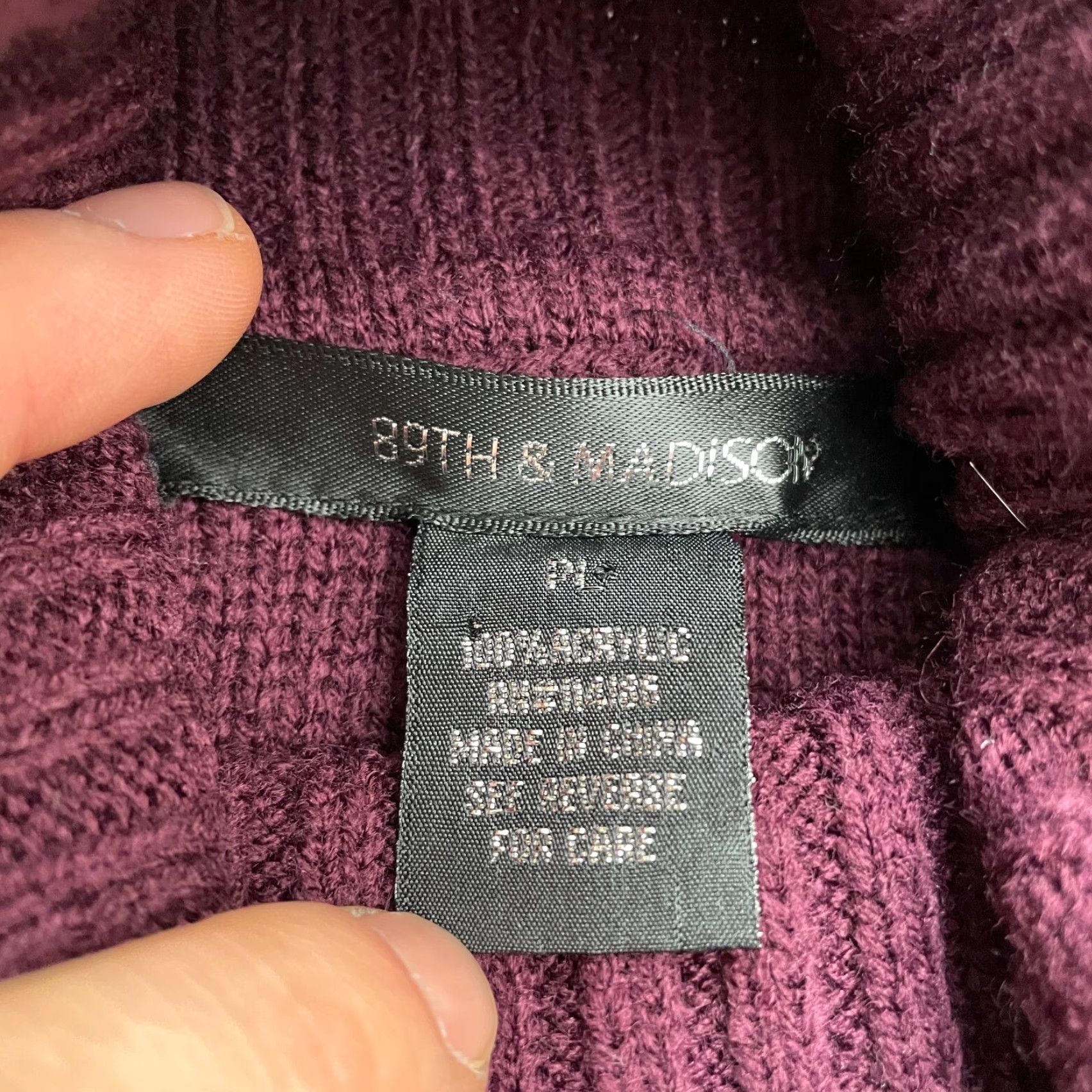 Vintage 89th & Madison Sweater Women Medium Purple Solid Knit Turtleneck Pullover Classic Designer Size M / US 6-8 / IT 42-44 - 3 Thumbnail