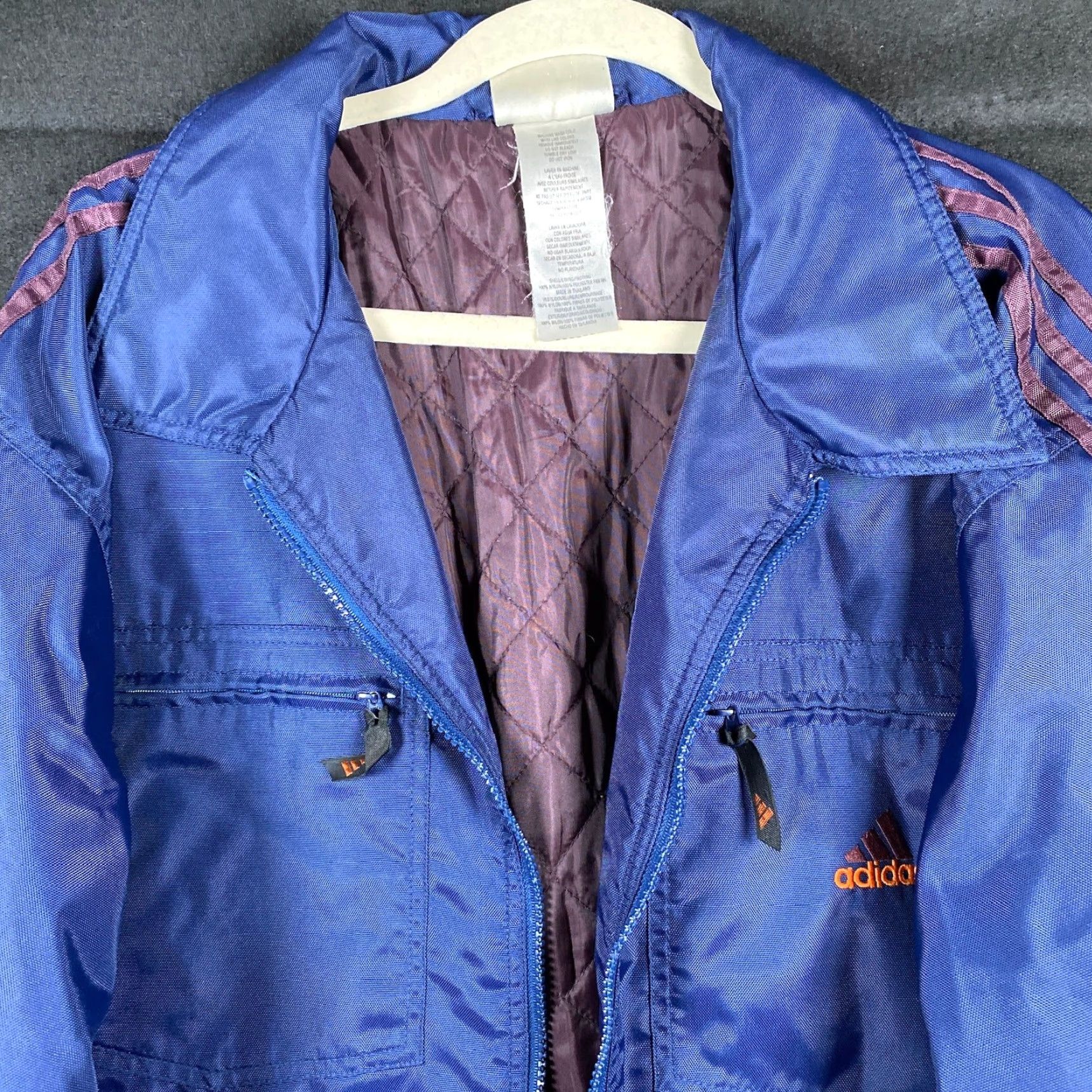 Adidas VINTAGE Adidas Mens Jacket Blue Purple Track Quilted Full Zip XL Windbreaker Size US XL / EU 56 / 4 - 2 Thumbnail