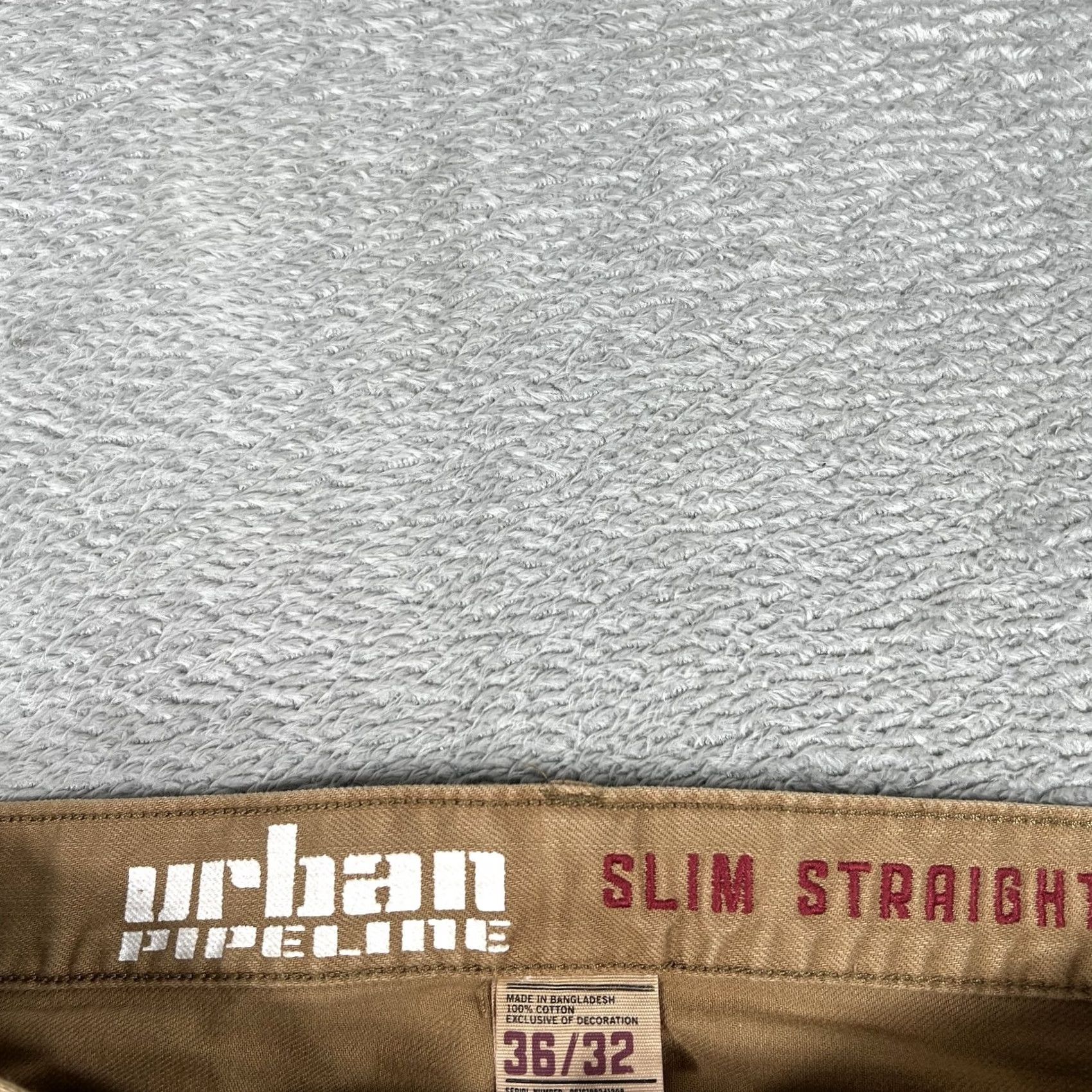 Vintage Urban Pipeline Slim Straight Pants Mens 36x32 Tan Khaki Cotton Chino Casual Size US 36 / EU 52 - 5 Thumbnail
