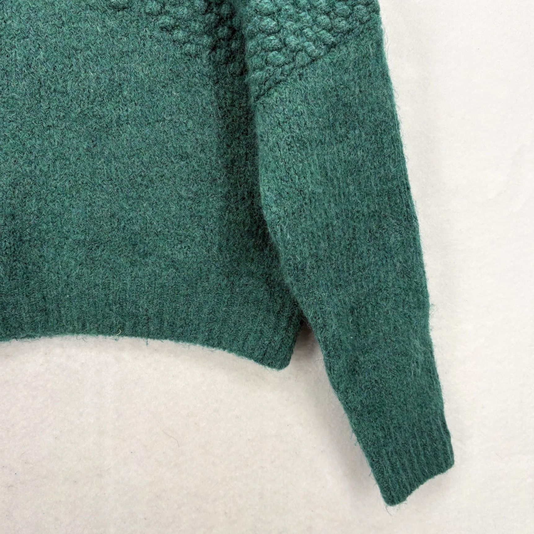 Free People Free People Sweater Womens Small Green Mock Neck Popcorn Chunky Knit Pullover Size S / US 4 / IT 40 - 3 Thumbnail