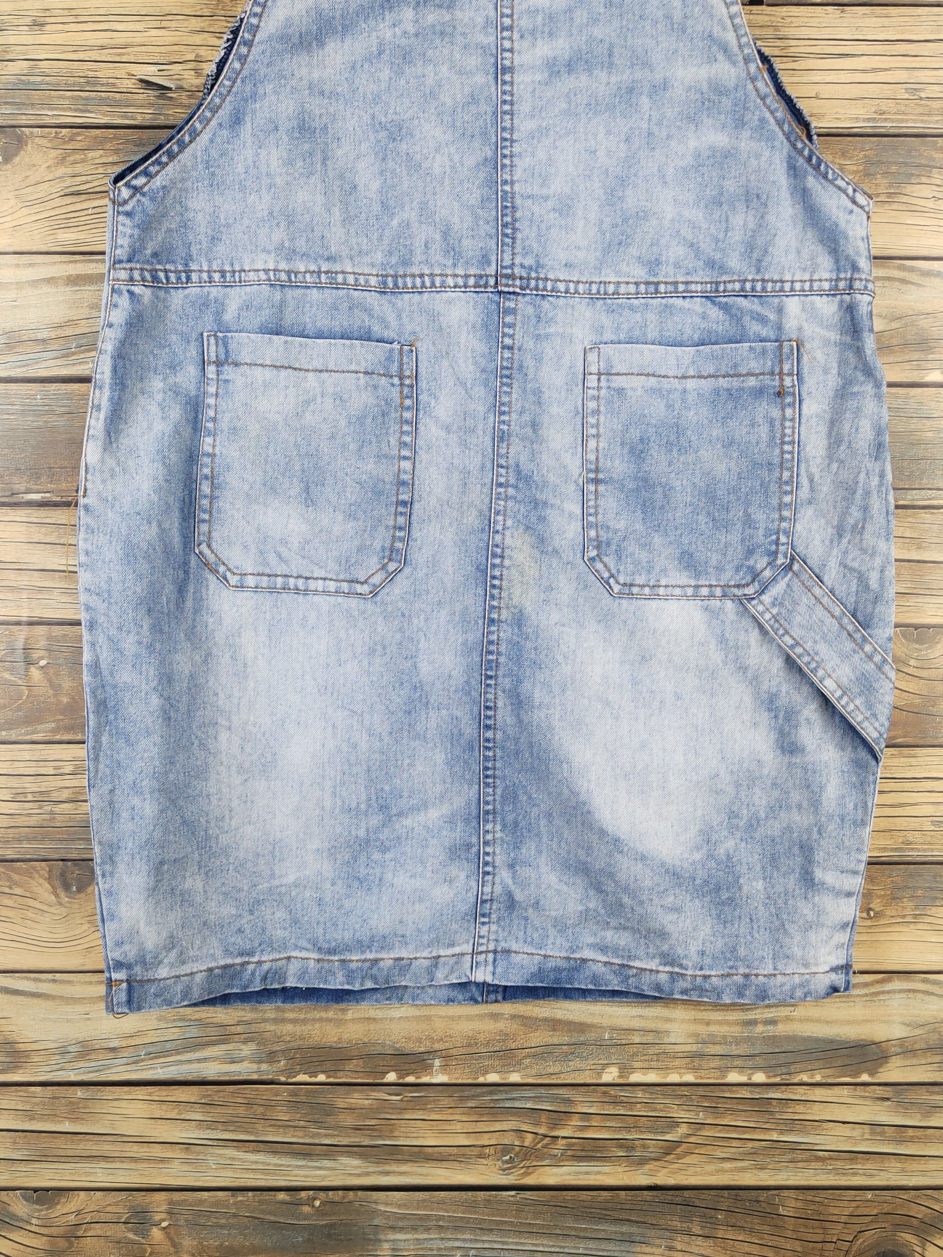 Vintage K Blue Adjustable Strap Denim Skirt Jumpsuits Size 36" / US 14 / IT 50 - 11 Thumbnail