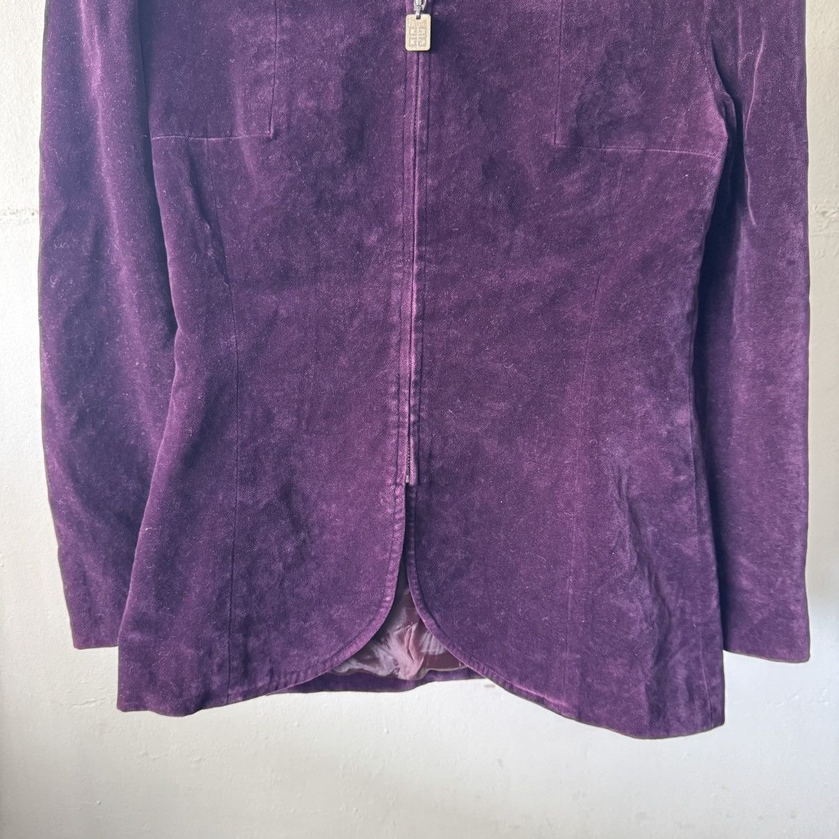 Givenchy 1990 Givenchy Boutiques Velvet Purple Zipper Coat Size S / US 4 / IT 40 - 3 Thumbnail