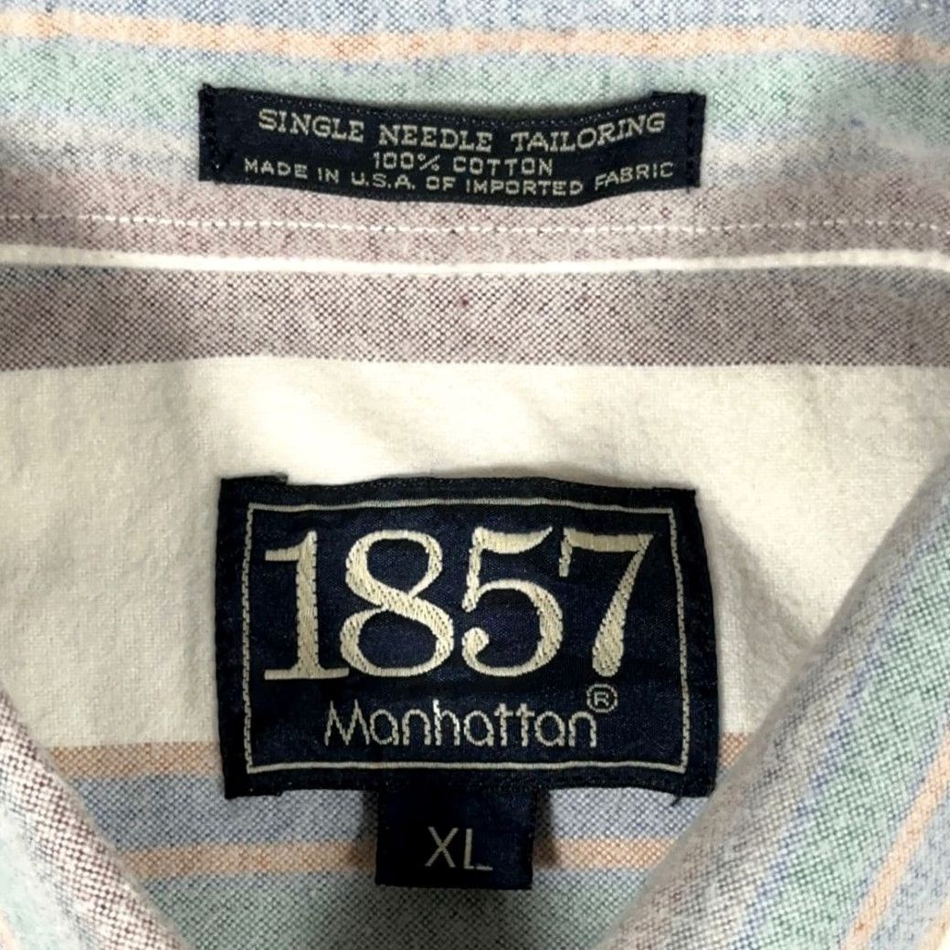 Vintage VINTAGE Manhattan Shirt Adult XL White Striped Flannel 1857 USA 90s Men’s Wool? Size US XL / EU 56 / 4 - 6 Thumbnail