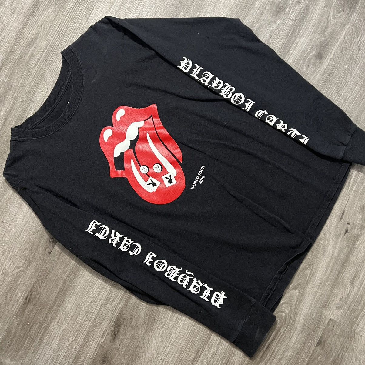 image of Playboi Carti Rolling Stones 2016 World Tour Longsleeve in Black, Men's (Size Medium)