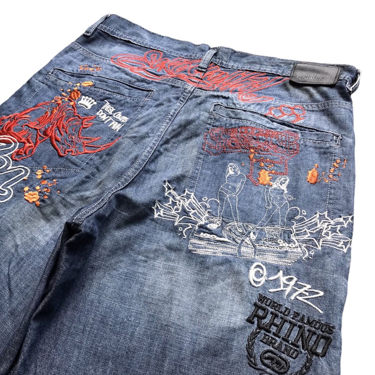Ecko Unltd. × JNCO Y2K Ecko Embroidered Denim Pants Size US 34 / EU 50 - 3 Thumbnail