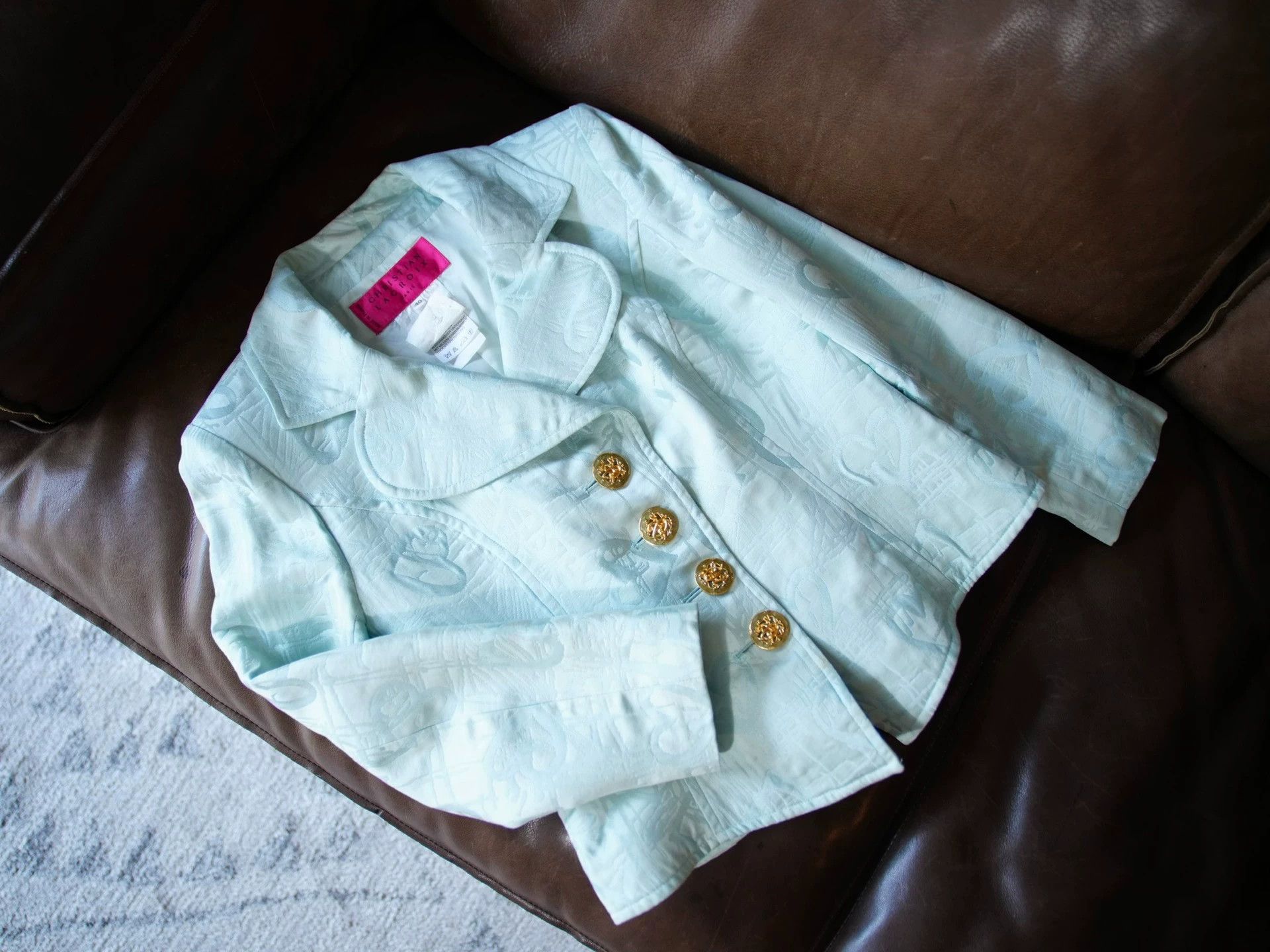 Christian Lacroix Christian Lacroix Vintage Light Blue Brocade Blazer Women's Size S / US 4 / IT 40 - 2 Thumbnail