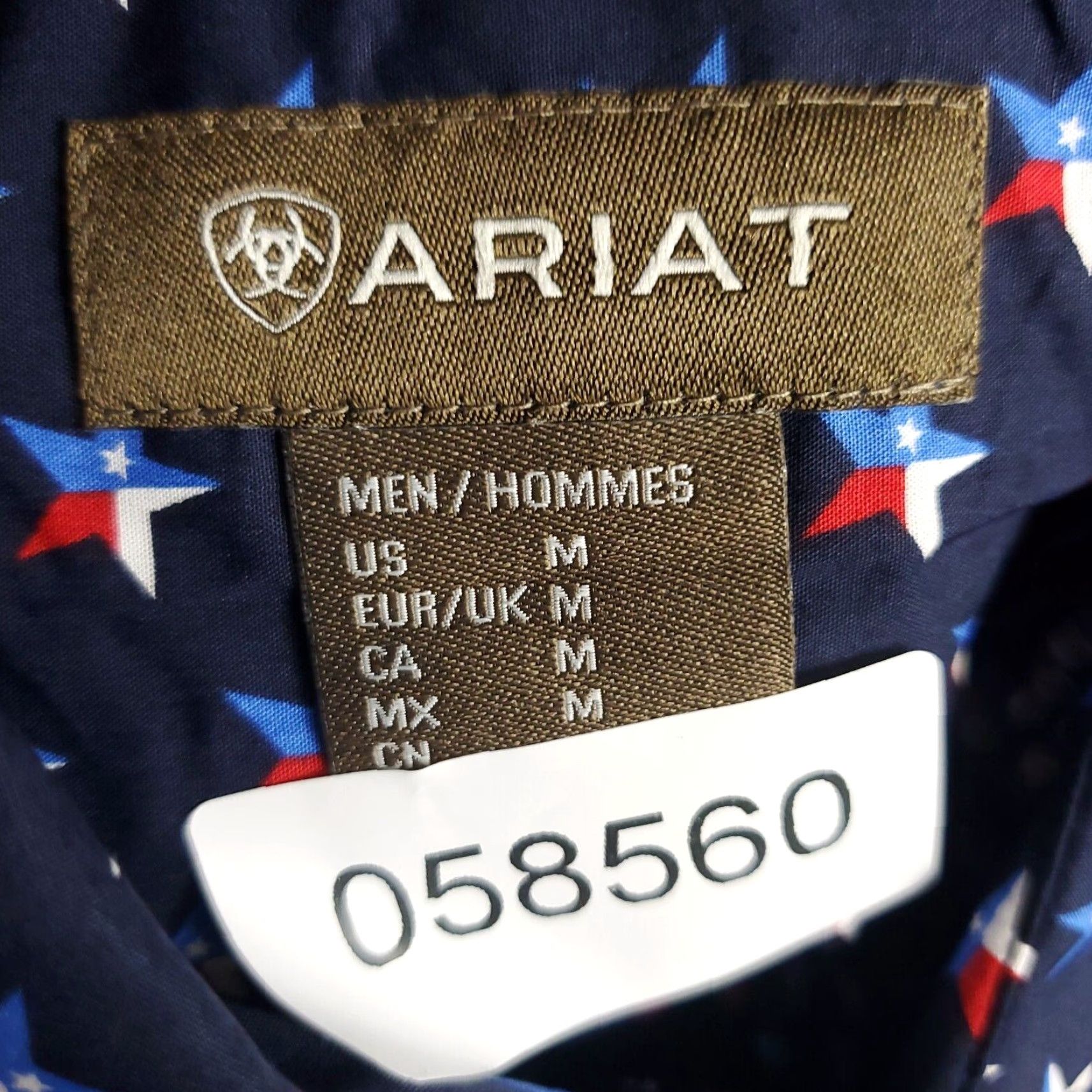 Ariat Ariat Shirt Mens Medium Blue Western Pearl Snap Button-Up Long Sleeve Star Print Size US M / EU 48-50 / 2 - 8 Thumbnail