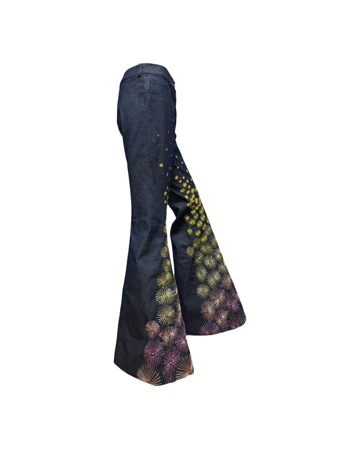 Dior CHRISTIAN DIOR S/S 2002 Fireworks Beaded Flared Denim Pants Size 27" / US 4 / IT 40 - 3 Thumbnail
