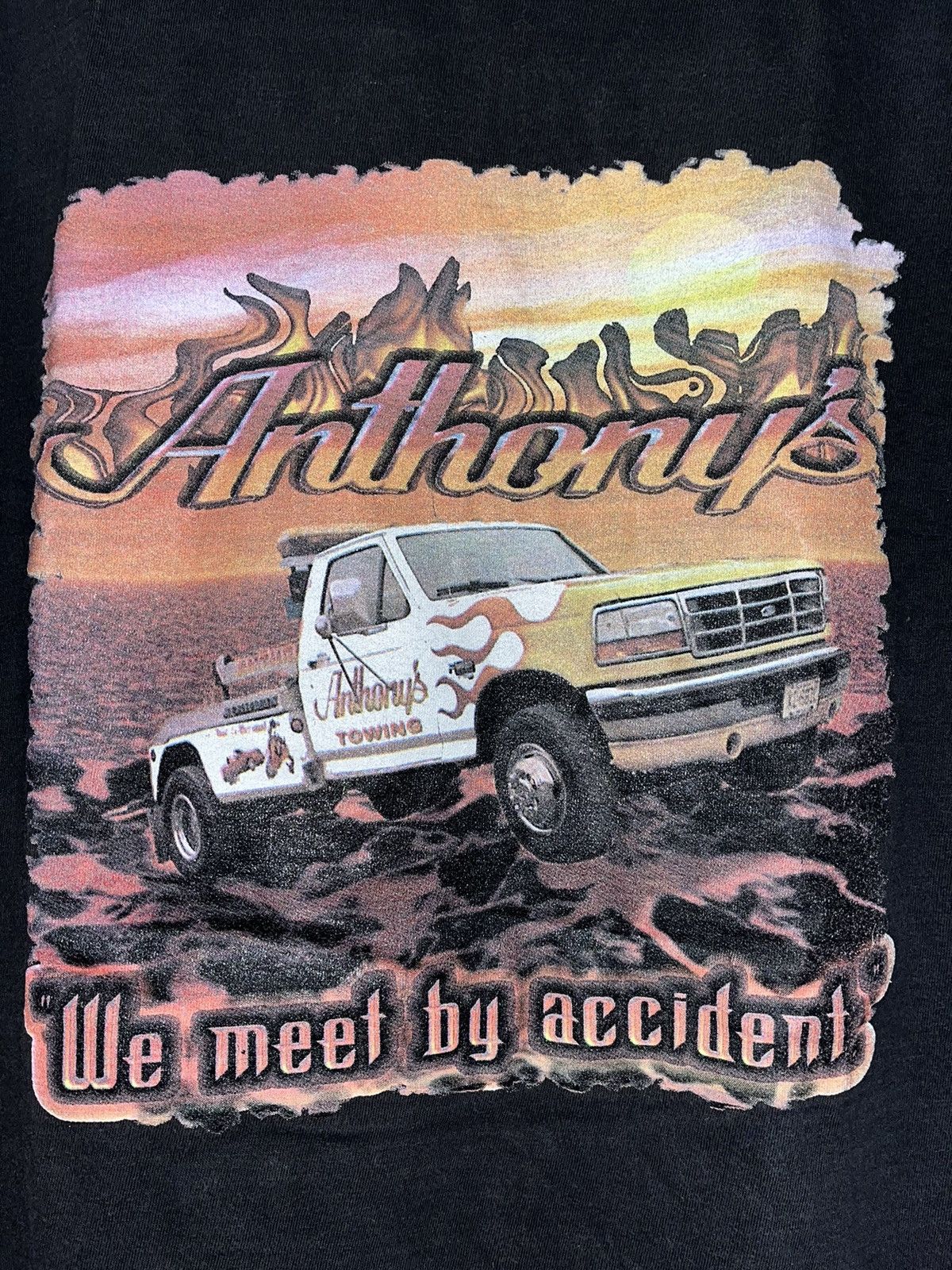 Vintage Crazy Vintage Y2K Faded Thrashed Skater Truck Flames ERD Tee Size US XL / EU 56 / 4 - 2 Thumbnail