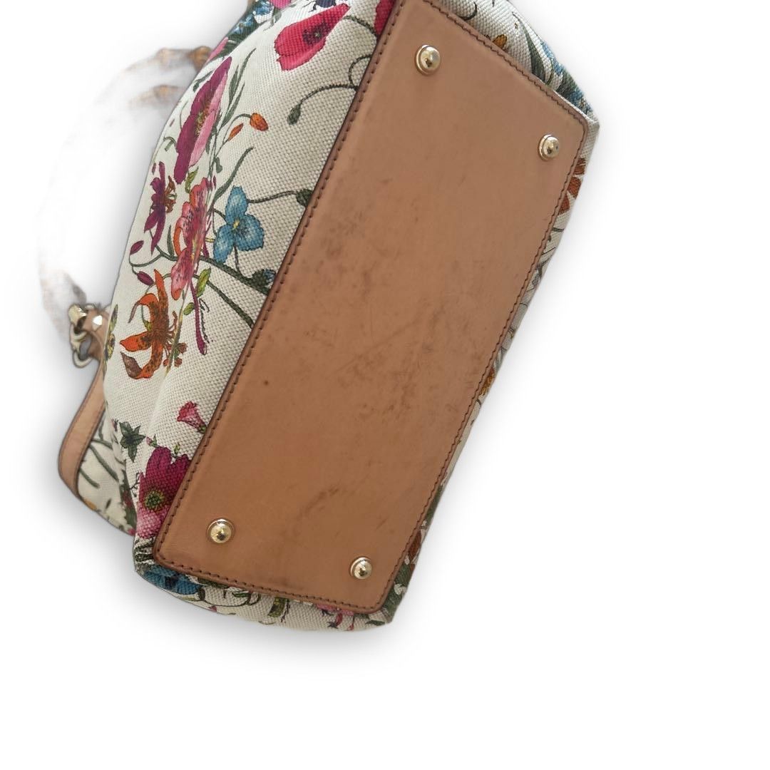 Gucci Gucci - Flora Floral Bamboo Tote Preloved Size ONE SIZE - 7 Thumbnail