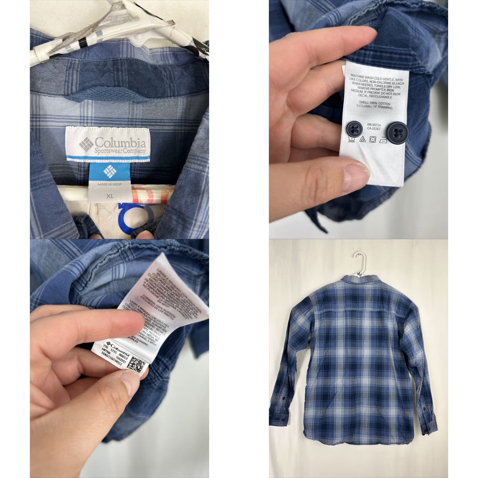 Vintage Columbia Mens XL Blue Plaid Button Up Shirt Long Sleeve Casual Cotton Size US XL / EU 56 / 4 - 8 Thumbnail