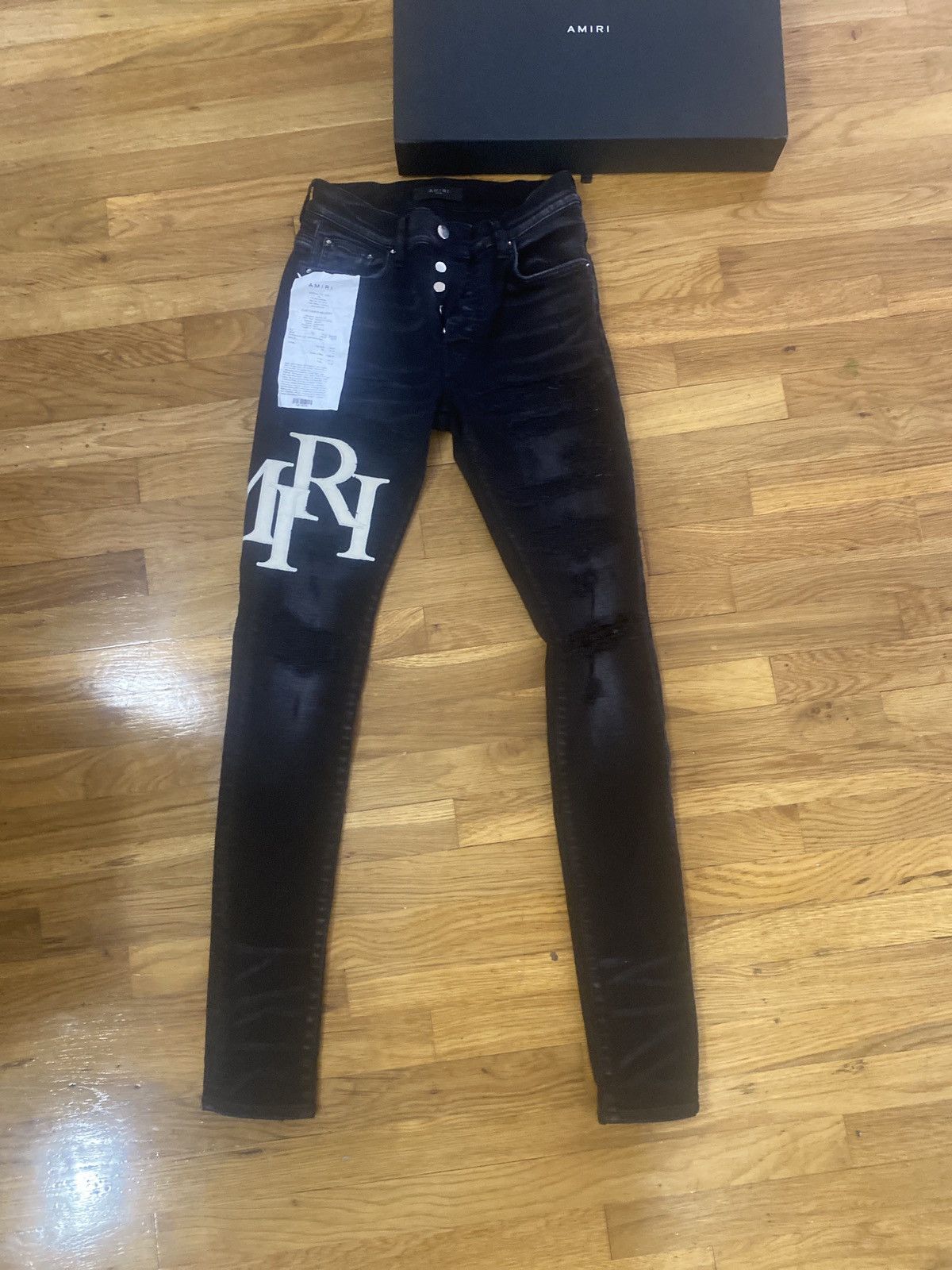 Amiri × Vintage Amiri staggered logo aged skinny jeans Size US 29 - 1 Thumbnail