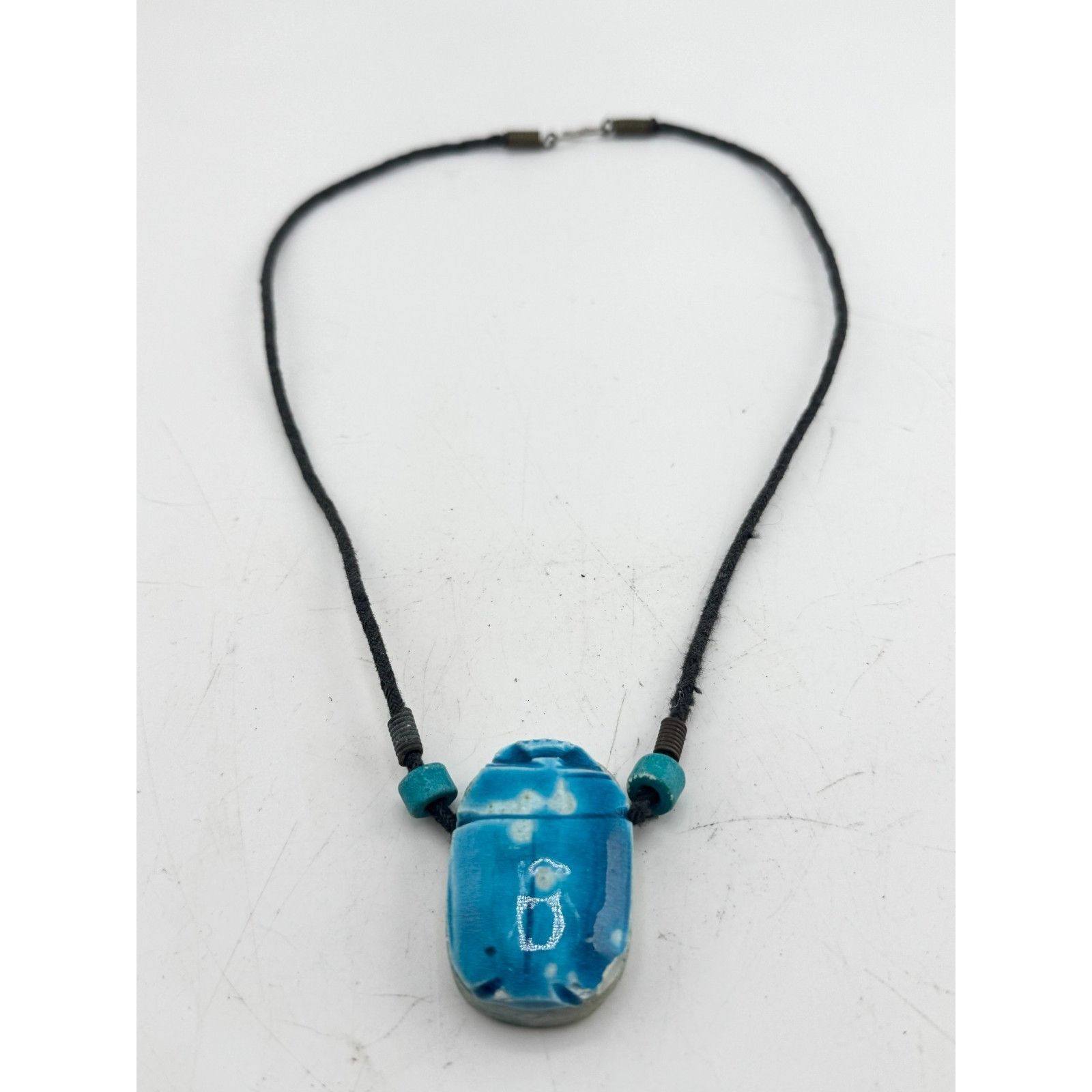 Vintage Vintage Egyptian Revival blue stone scarab necklace Size ONE SIZE - 3 Thumbnail