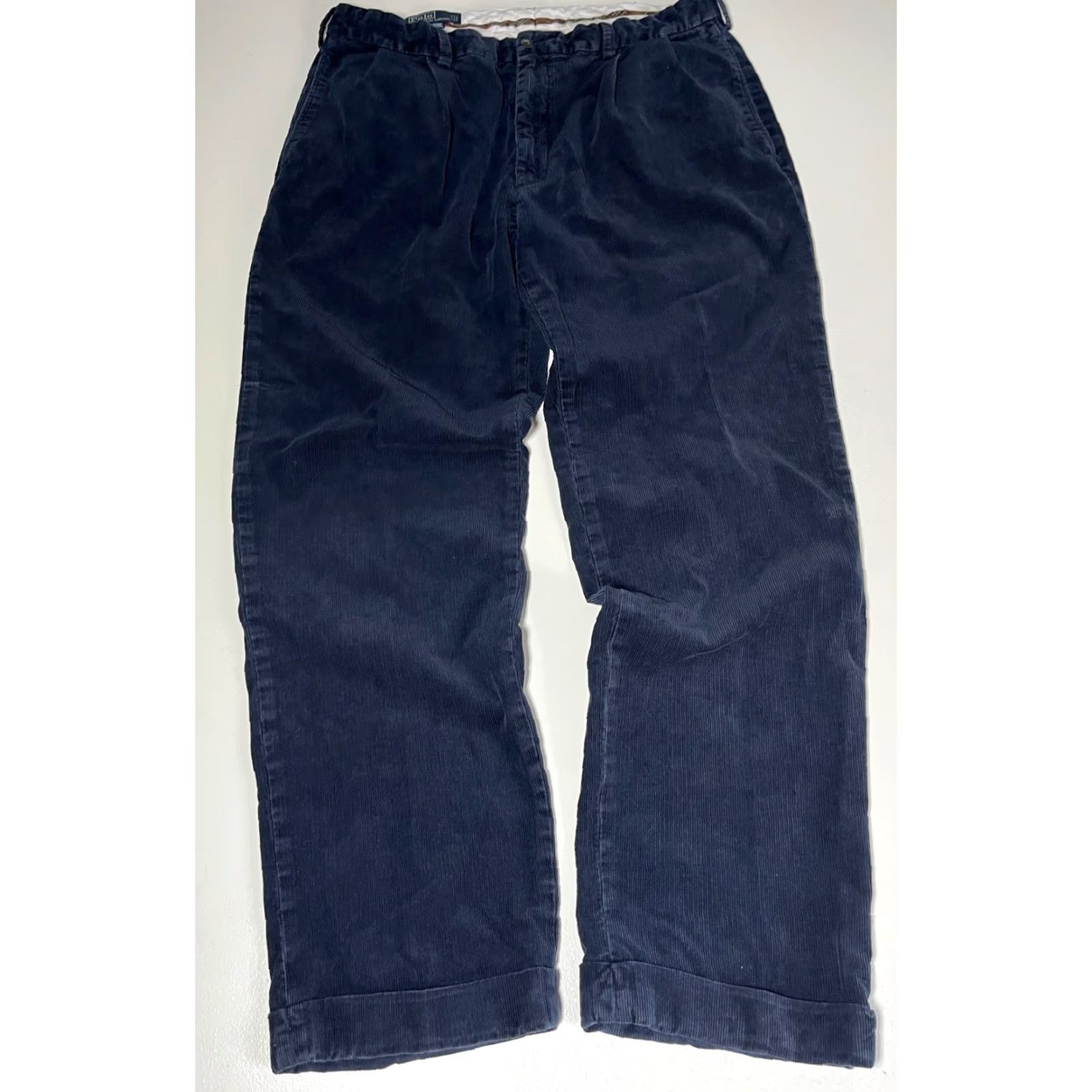 Polo Ralph Lauren Polo Ralph Lauren Men's Corduroy Hammond Pant Vintage 36x32 Navy Chino Pleated Straight Relaxed Size US M / EU 48-50 / 2 - 3 Thumbnail