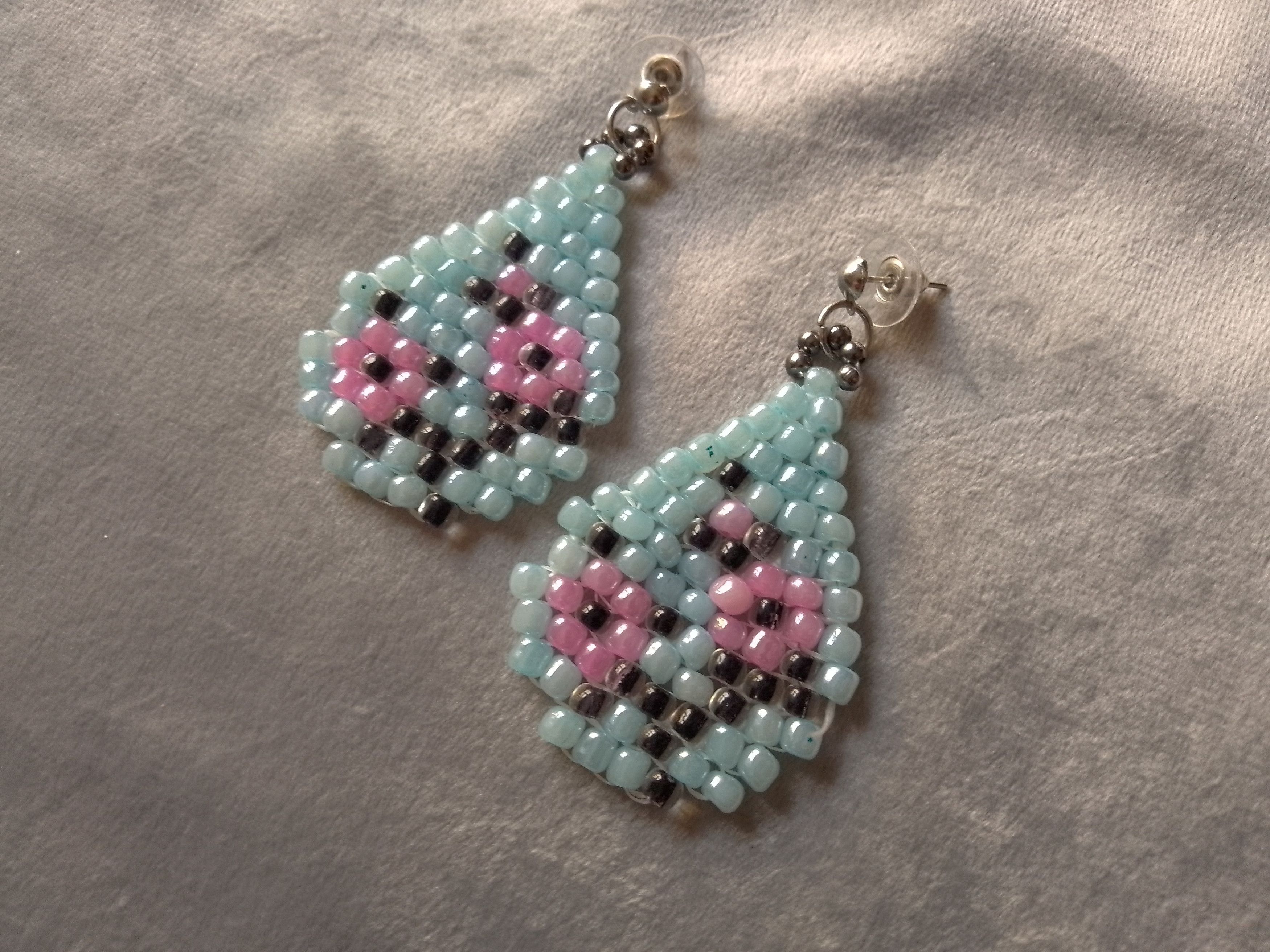 Handmade Necklace Pendant Earrings Teardrop Japanese Flower Pattern Size ONE SIZE - 2 Thumbnail