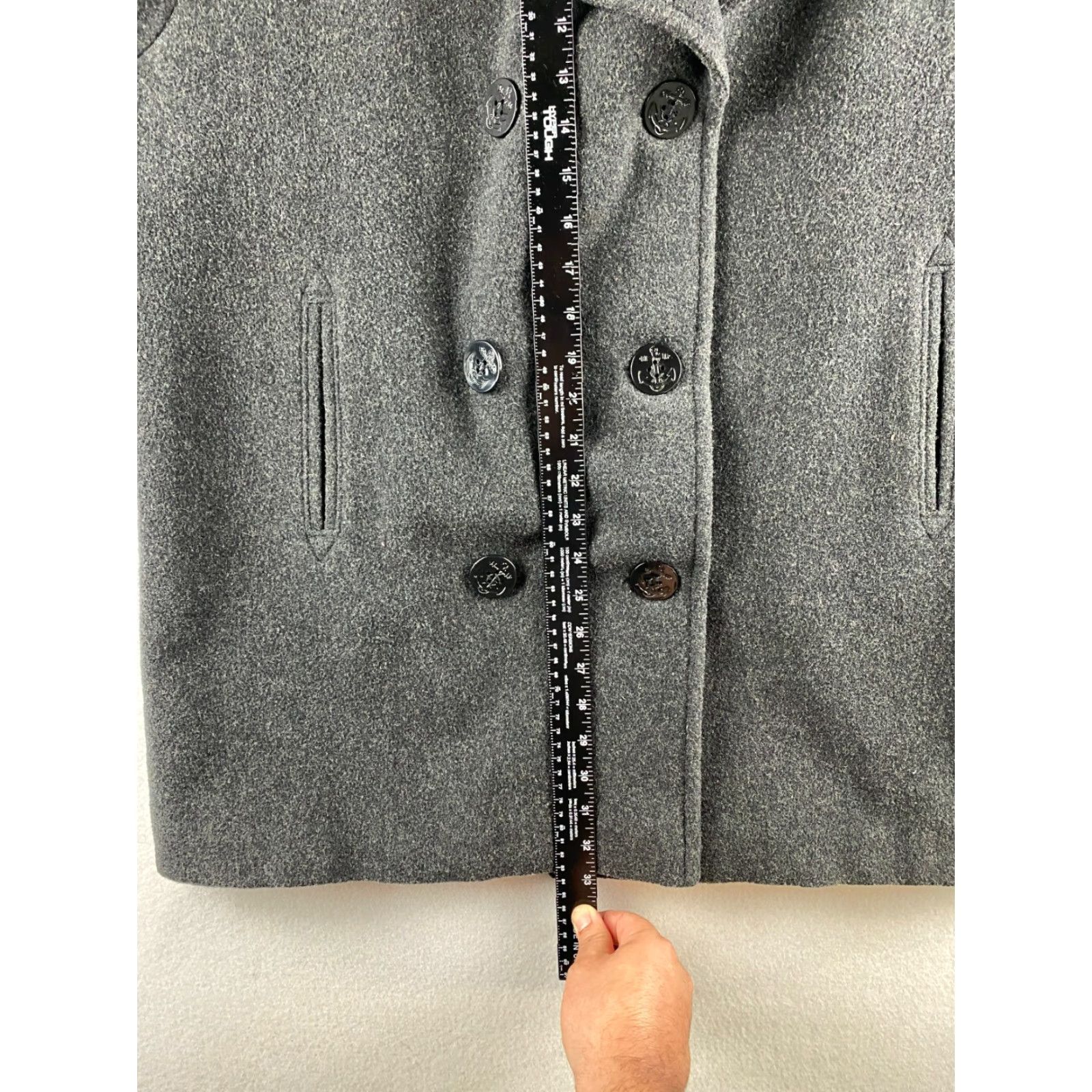 Vintage VINTAGE J. Percy Pea Coat Womens 14 Merino Wool Button-Up Coat Long Sleeve Gray 100% Merino Wool Blended All Seasons Pockets Dry Clean Only Womens Size XL / US 12-14 / IT 48-50 - 4 Thumbnail