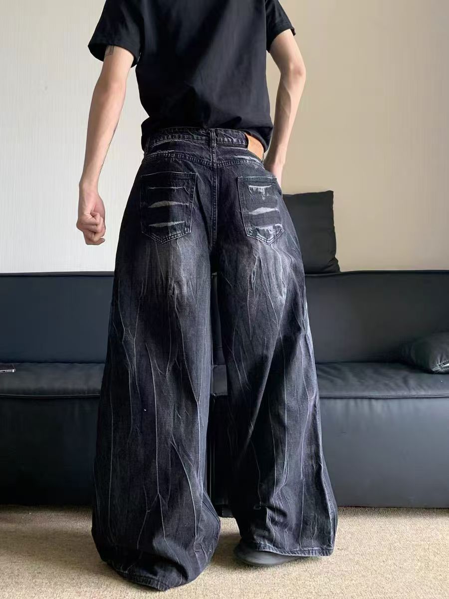 Japanese Brand × Vintage Vintage washed and distressed lightning stripe baggy jeans Size US 30 / EU 46 - 5 Thumbnail