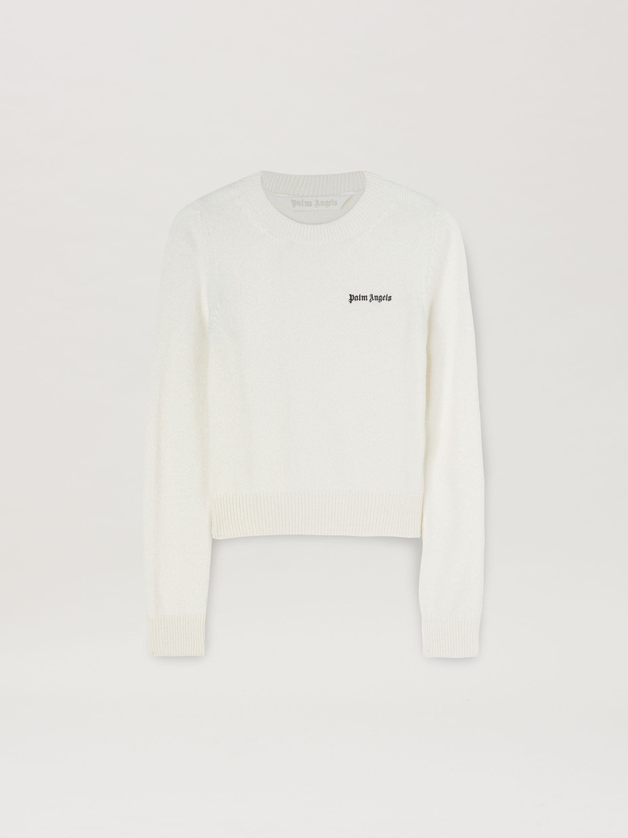 Palm Angels o1s22i1n0824 Embroidery Cropped Sweater in White Size L / US 10 / IT 46 - 1 Thumbnail