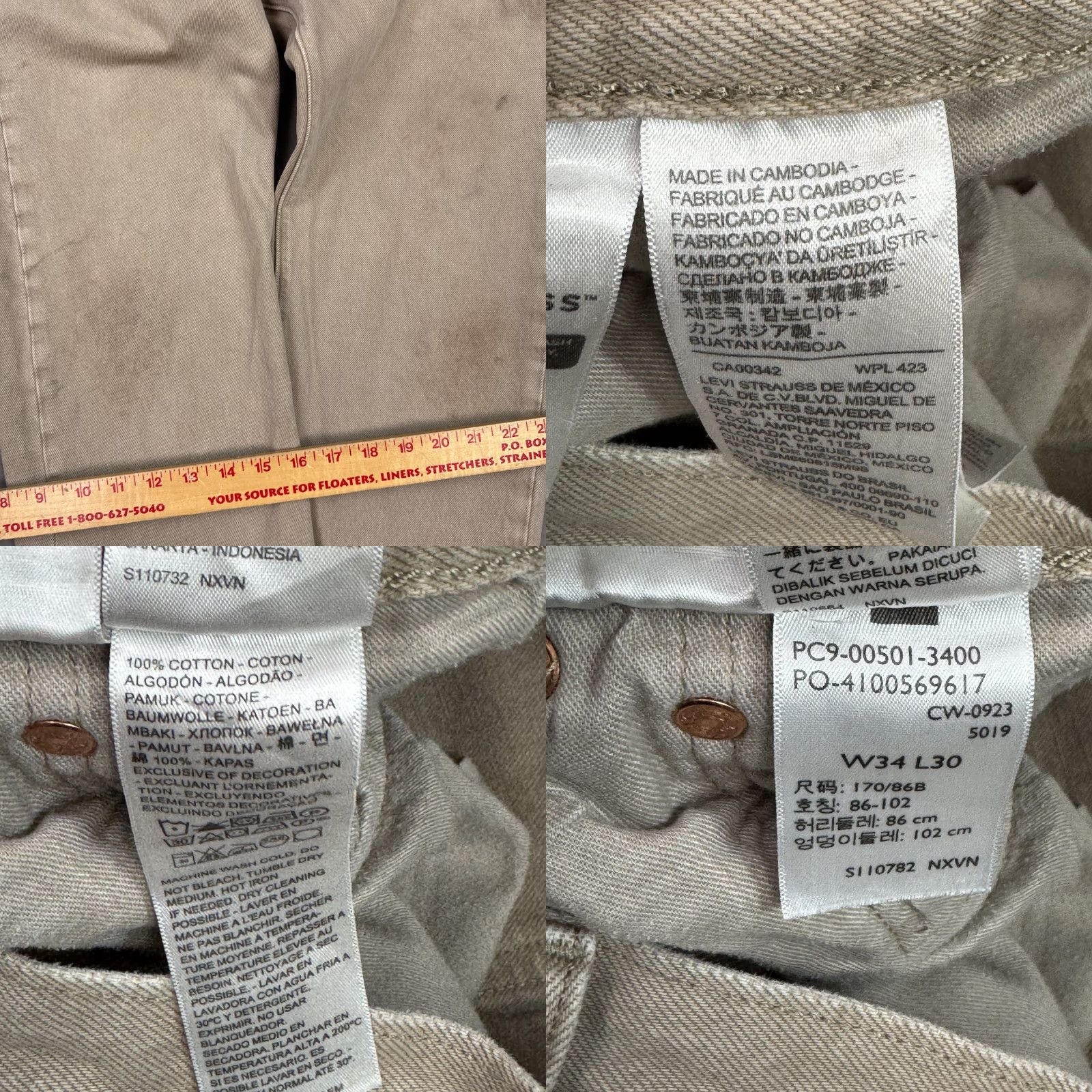 Levi's Levi's 501 Jeans Mens 34x30 Denim Brown Button Fly Distressed Work Straight Classic 5-Pocket Regular Size Type Jeans Mens Brown Size US 34 / EU 50 - 8 Thumbnail