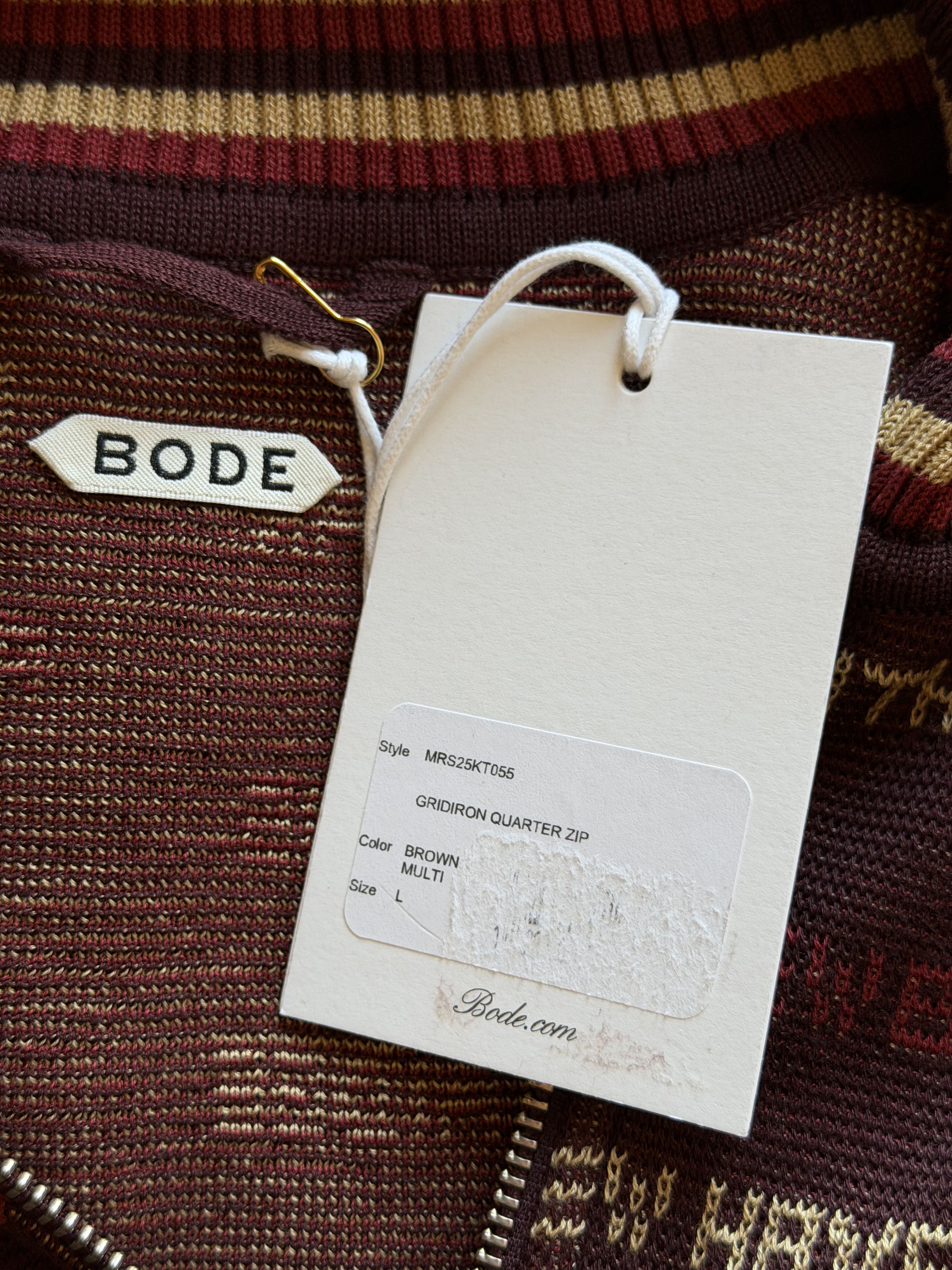 Bode Bode Gridiron Quarter Zip Sweater in Brown Size US L / EU 52-54 / 3 - 8 Thumbnail
