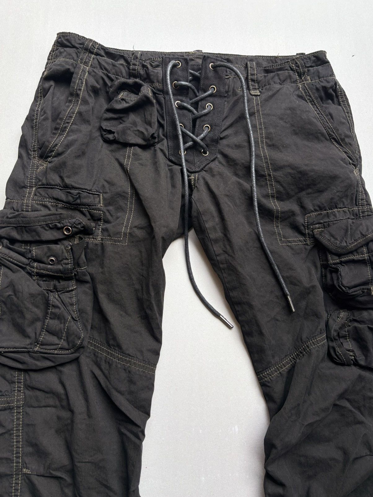 Japanese Brand lace up flare cargo pants Size US 29 - 2 Thumbnail