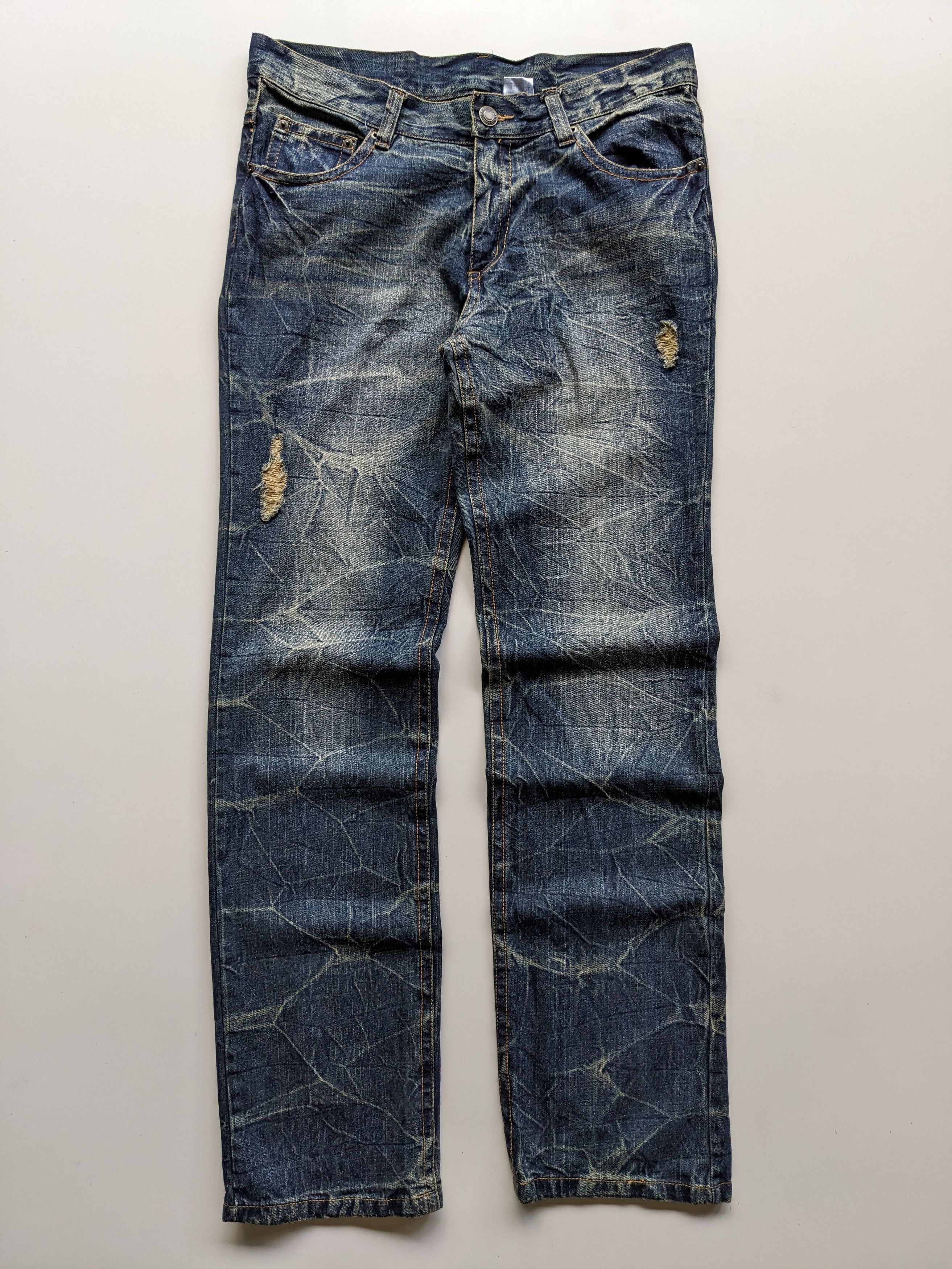 Japanese Brand Japanese brand honeycomb faded clawmark jeans Size US 35 - 2 Thumbnail