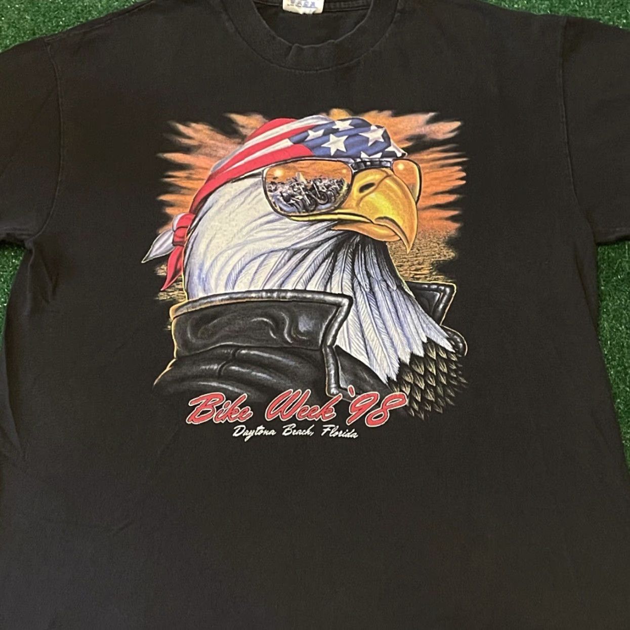 Vintage VINTAGE 90s Daytona Beach Bike Week Eagle Biker VTG 1998 Shirt Mens L Black Size US L / EU 52-54 / 3 - 4 Thumbnail