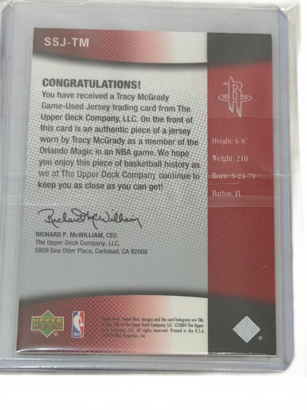 Other 2004-05 UD Sweet Shot Tracy McGrady Jersey Houston Rockets Size ONE SIZE - 7 Thumbnail