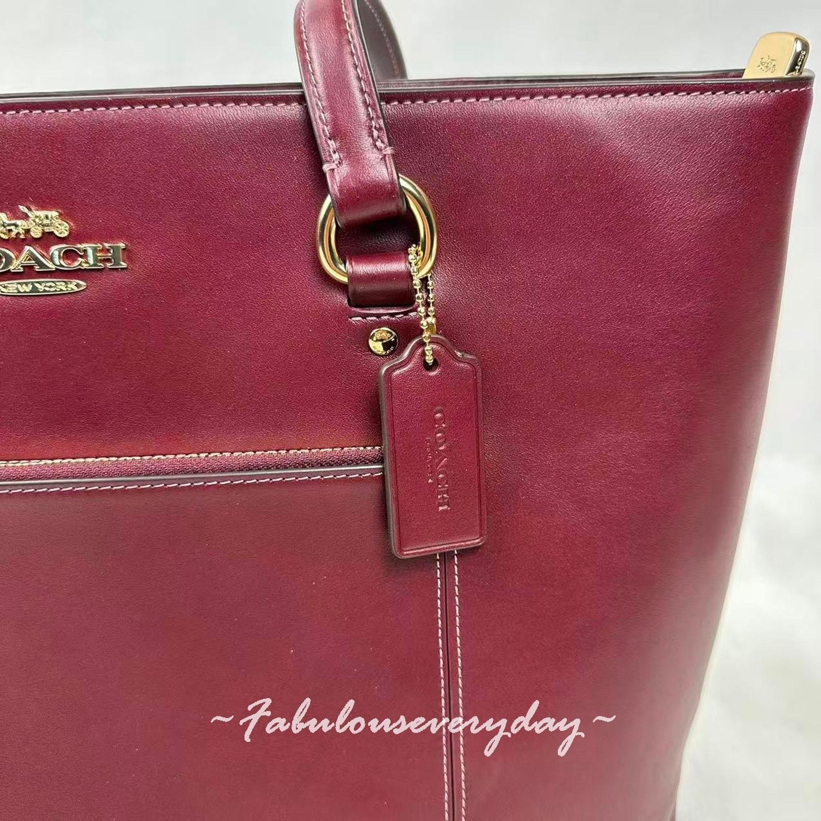 Coach Coach Station Tote Bag In Leather/Gold/Maroon CCF01 NWT Size ONE SIZE - 8 Thumbnail