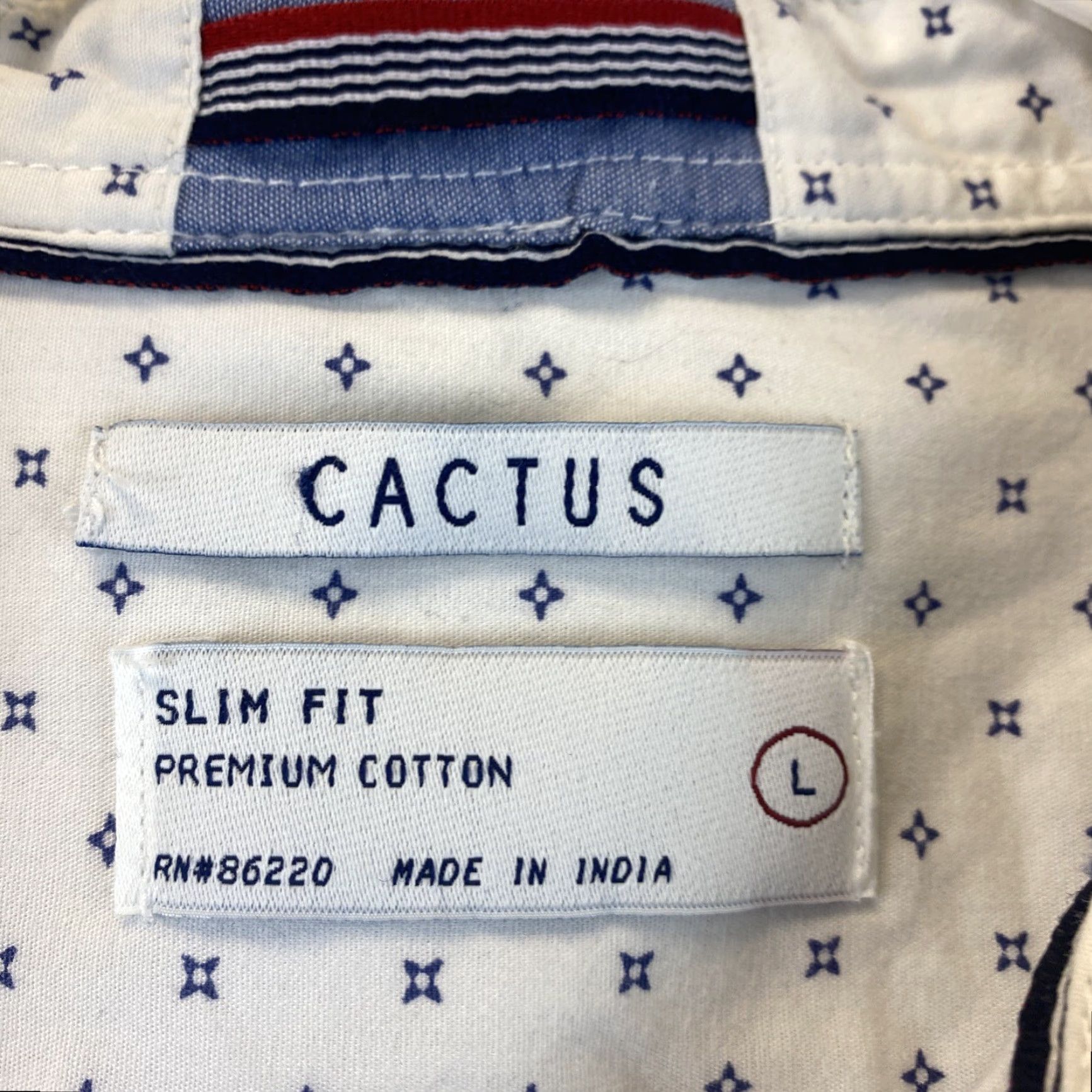 Vintage Cactus Man Slim Fit Blue Geometric Button Shirt Mens Long Sleeve Size L 82-55 Size US L / EU 52-54 / 3 - 5 Thumbnail