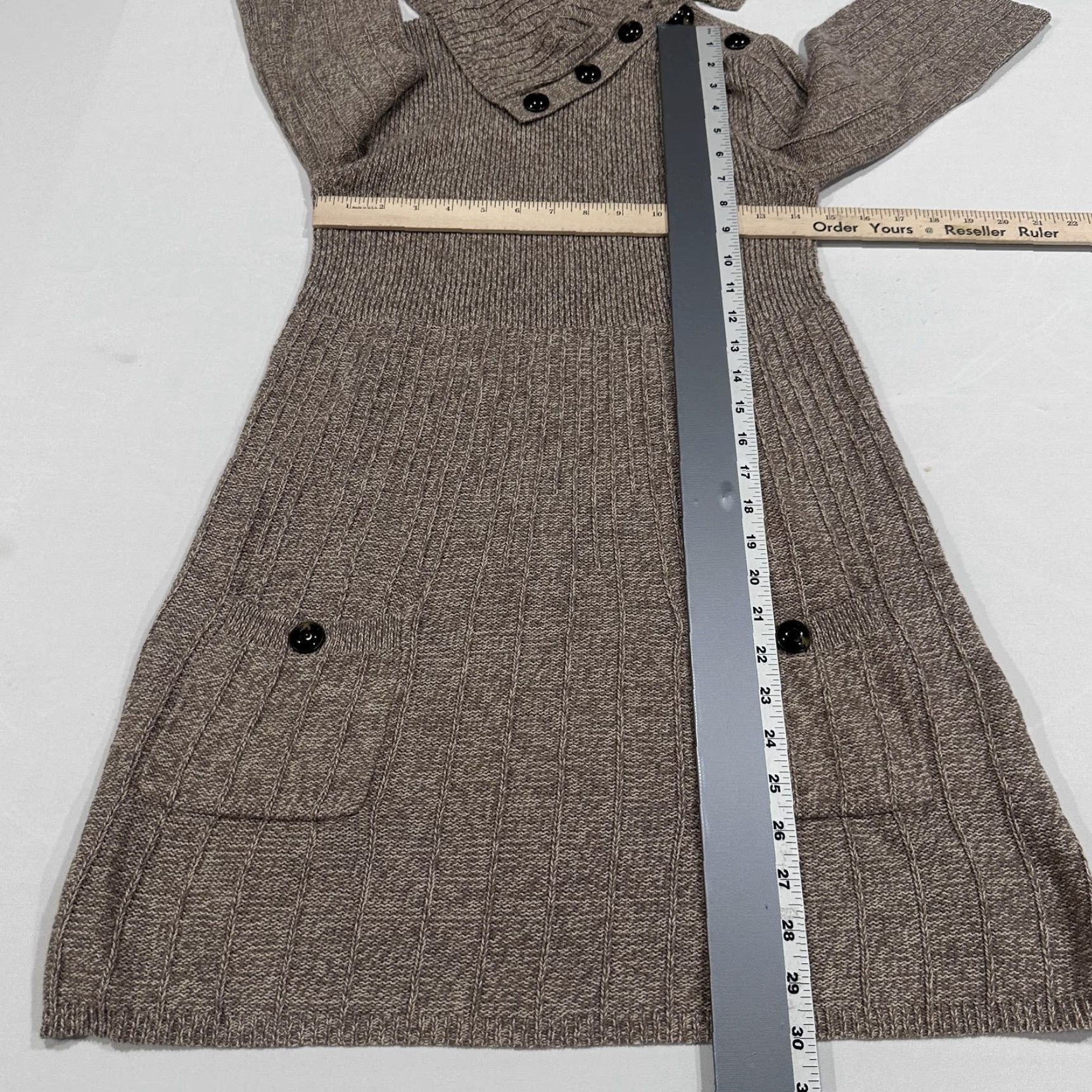 Vintage Style&co. Sweater Dress Womens S Brown Cowl Neck Button Pockets Knit Casual Size S / US 4 / IT 40 - 3 Thumbnail