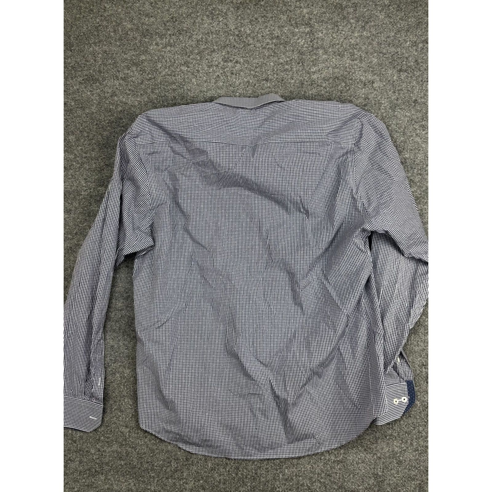 BUGATCHI Bugatchi Shirt Mens 2XL Blue Check Long Sleeve Button Front Cotton Casual Size US XXL / EU 58 / 5 - 8 Thumbnail