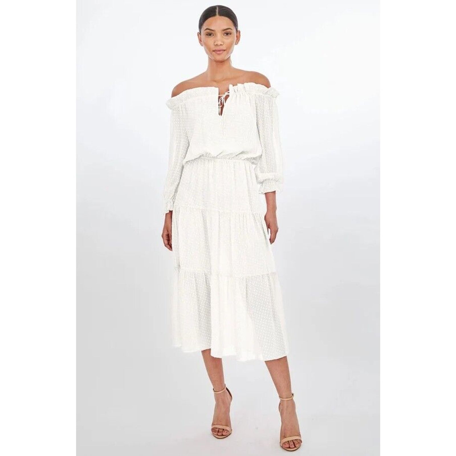Generation Love Generation Love Leoni Jacquard Maxi Dress White Size XS NWT Size XS / US 0-2 / IT 36-38 - 1 Thumbnail