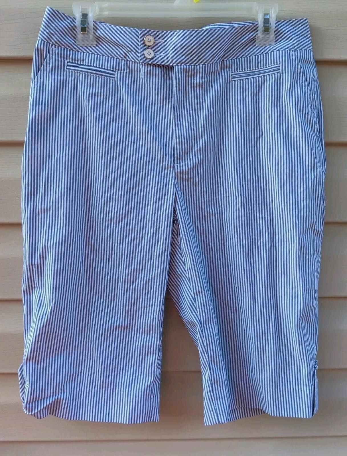 Bobby Jones Bobby Jones Shorts Womens Size 10 White Blue Pinstripe Cotto Size 32" / US 10 / IT 46 - 2 Thumbnail