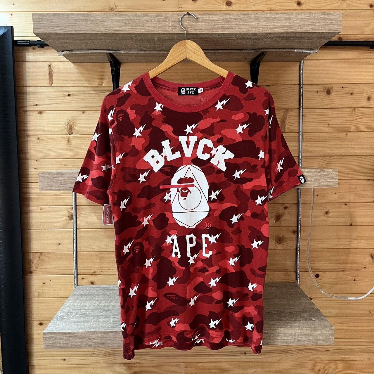 image of Bape Black Scale Red Camo T Shirt (With Plastic Bag), Men's (Size Medium)
