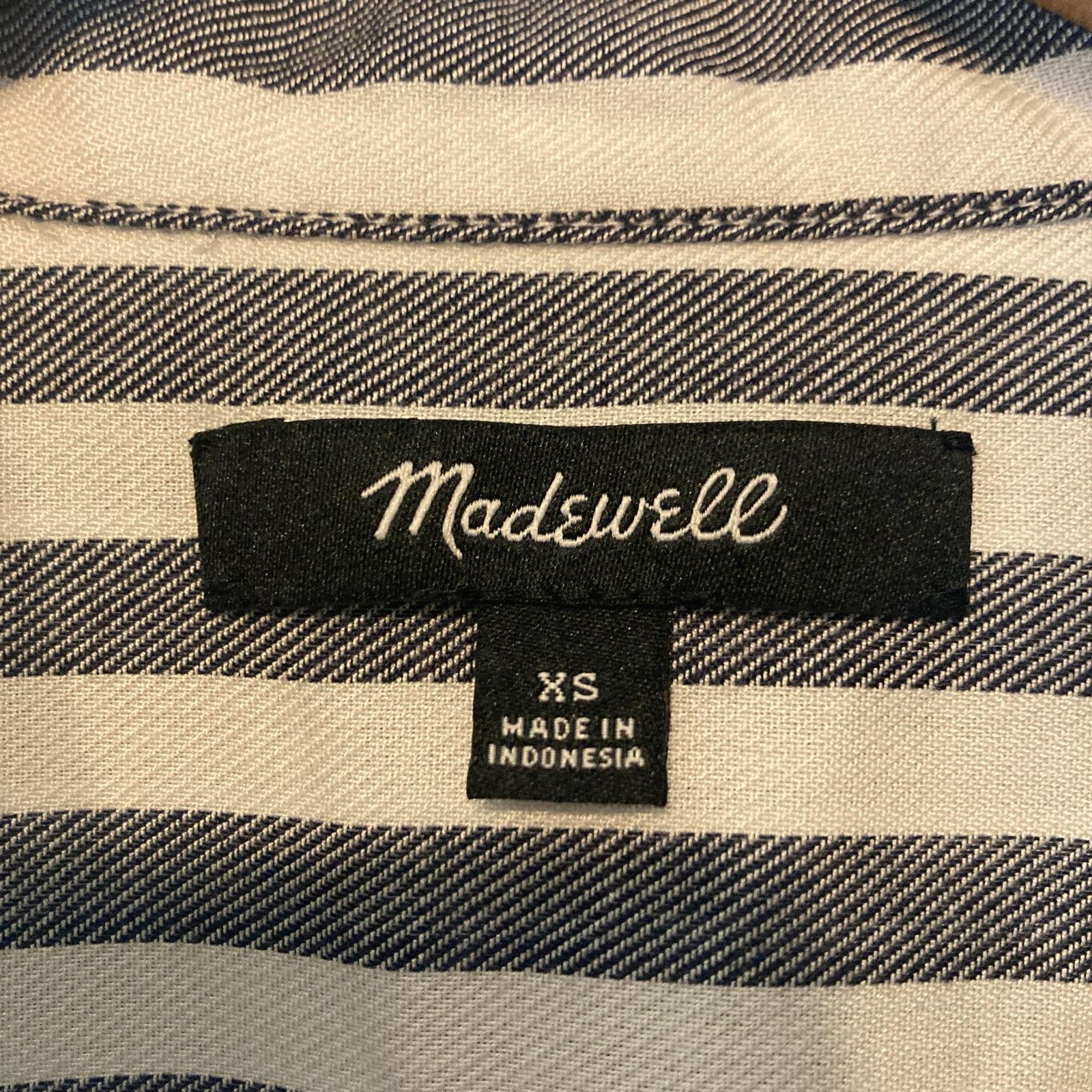 Madewell Madewell Blue White Striped Button Up Shirt Blouse Top Size XS / US 0-2 / IT 36-38 - 3 Thumbnail