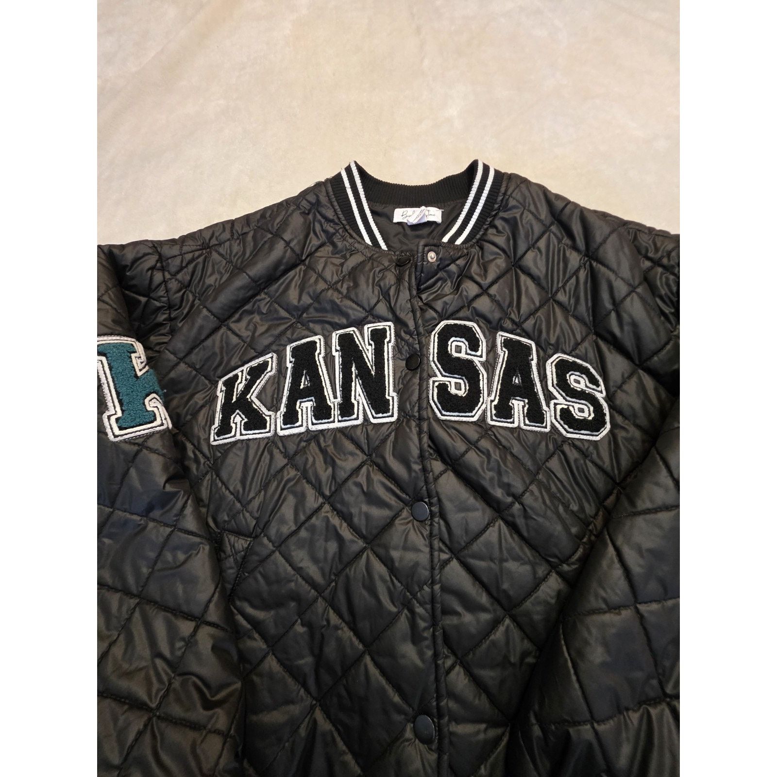 Other quilted black bomber jacket Kansas Jayhawks embroidered Men Size US L / EU 52-54 / 3 - 2 Thumbnail