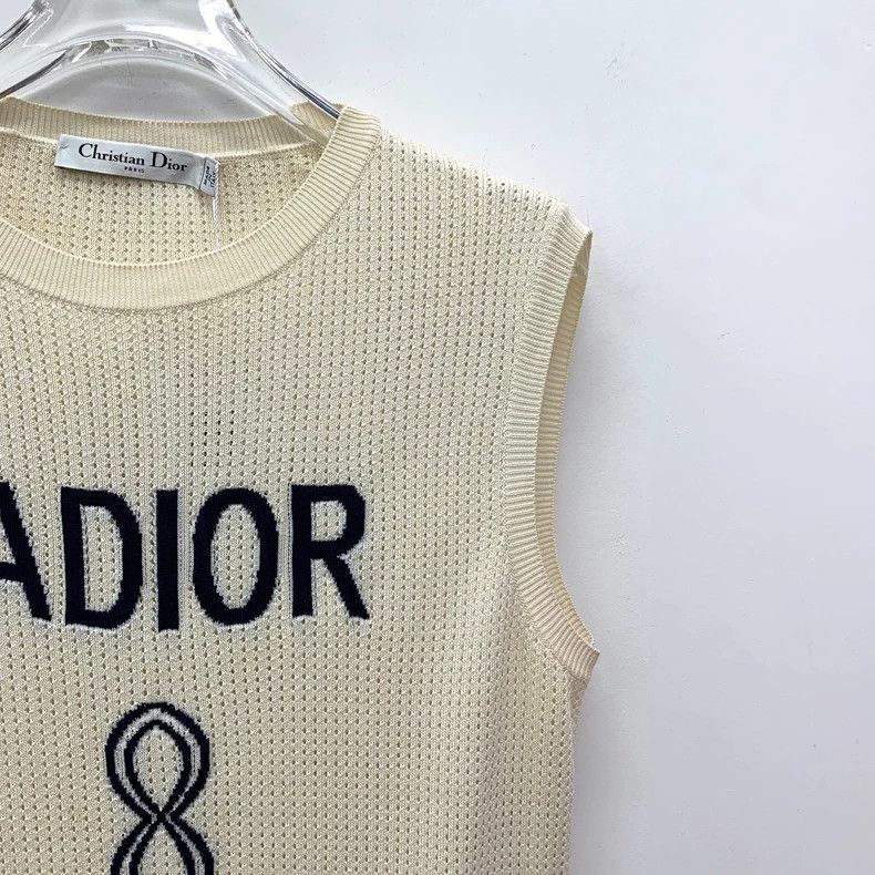 Dior Dior Beige logo letter inlaid cotton round-neck sleeveless Size XXS / US 00 / IT 34 - 3 Thumbnail