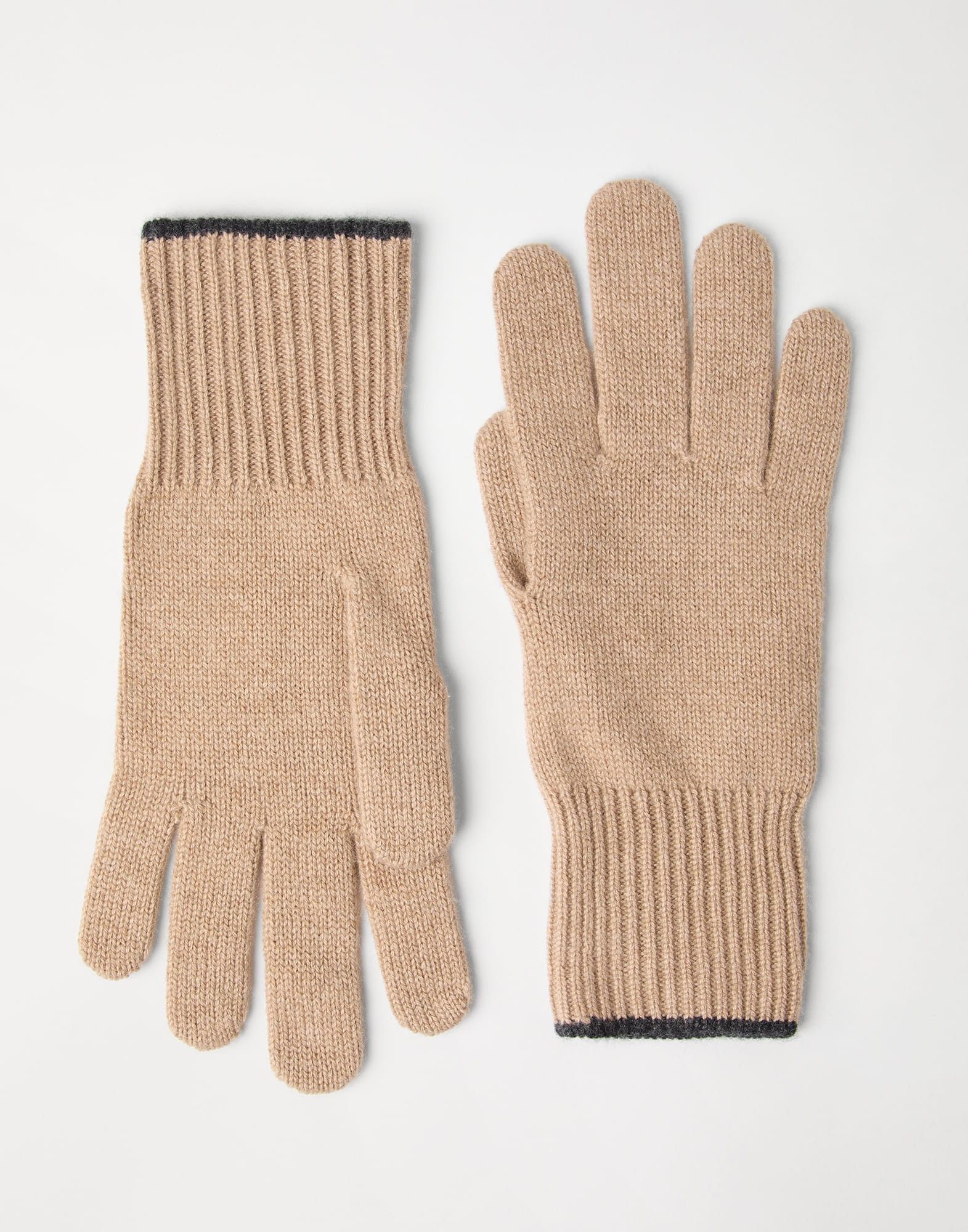 Brunello Cucinelli o1la1rc1a0925 Size: OS / Cashmere Knit Gloves in Beige Size ONE SIZE - 1 Thumbnail