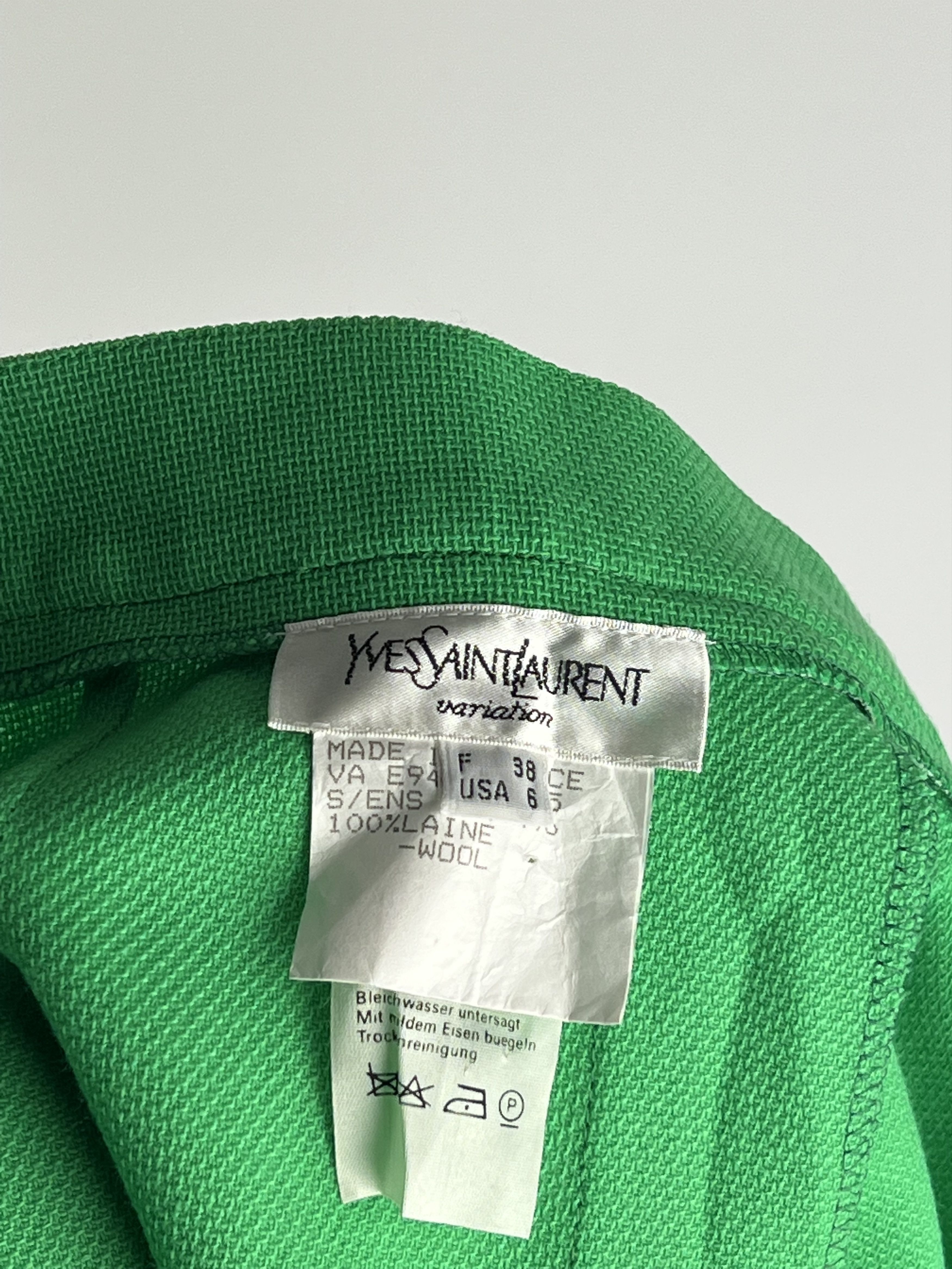 Vintage × Yves Saint Laurent Yves Saint Laurent Wool Skirt Green Size US 6 F 38 Size 28" / US 6 / IT 42 - 4 Thumbnail