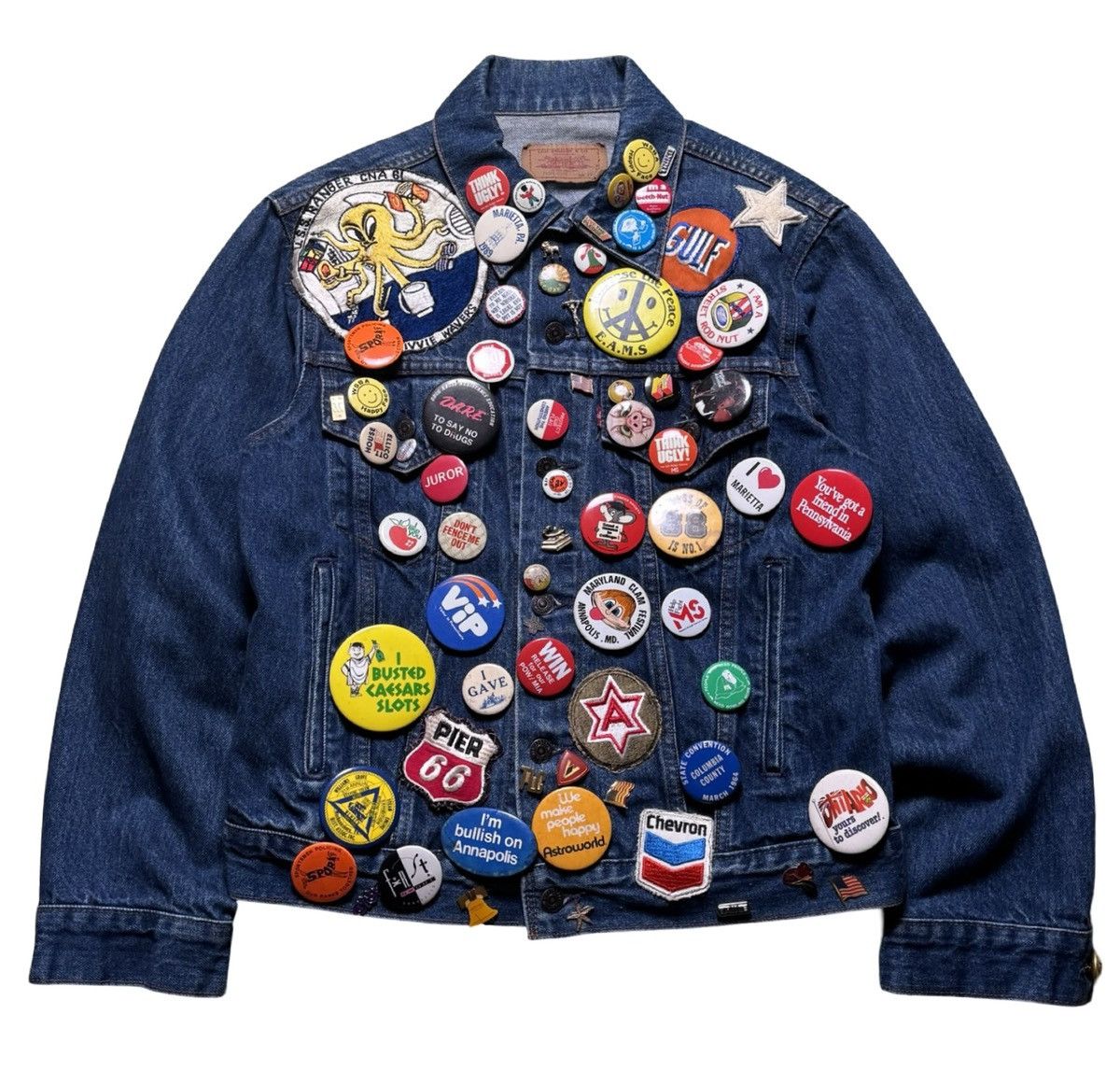 Levi's Vintage Levis 70506-0216 Denim Jacket M Gulf Marines Pins Size US M / EU 48-50 / 2 - 2 Thumbnail