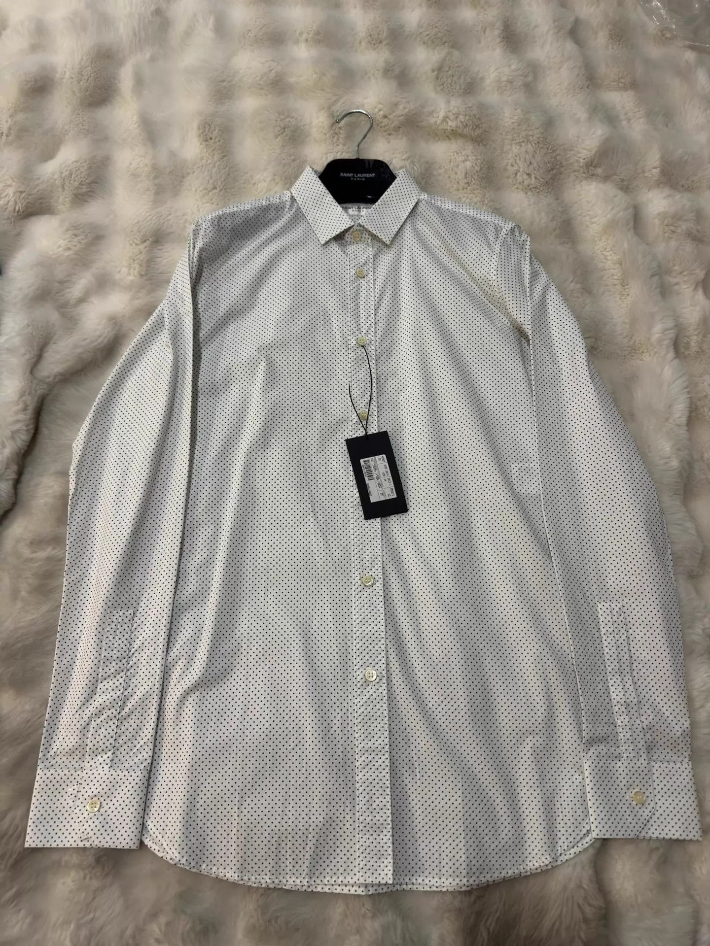 Saint Laurent Paris SLP 15th Anniv White Polka Dot Shirt 39 Size US M / EU 48-50 / 2 - 1 Thumbnail