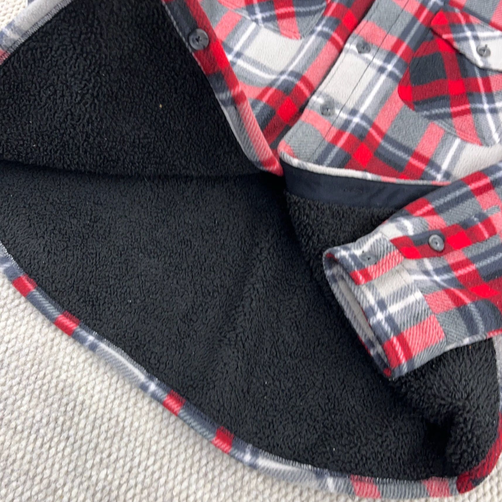 Vintage VINTAGE Boston Traders Shacket Men Large Red Plaid Fleece Shirt Jacket Sherpa Lined Size US L / EU 52-54 / 3 - 4 Thumbnail