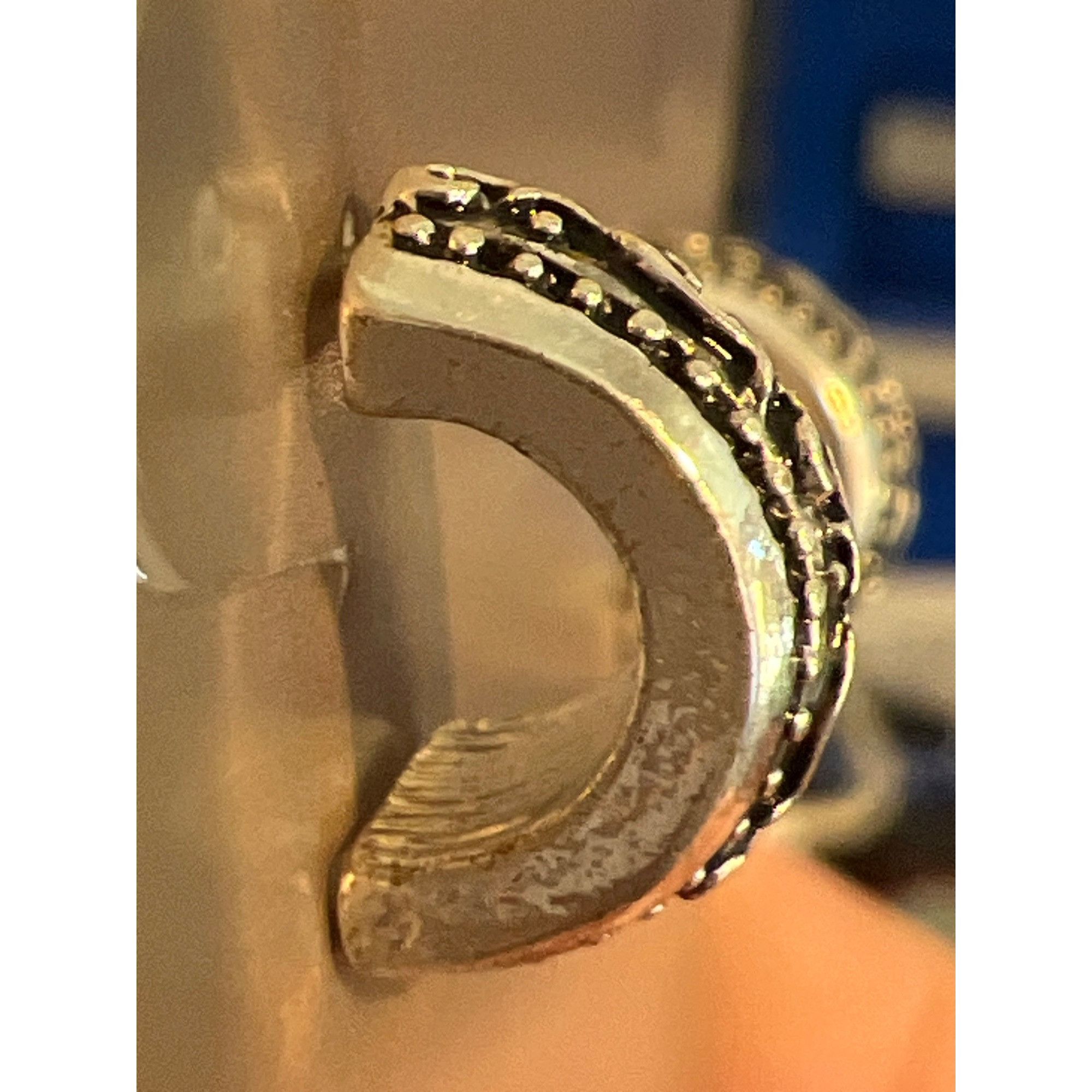 Other Silver Tone Etched Half Hoop Earrings Sensitive Ears Hypoall Size ONE SIZE - 3 Thumbnail