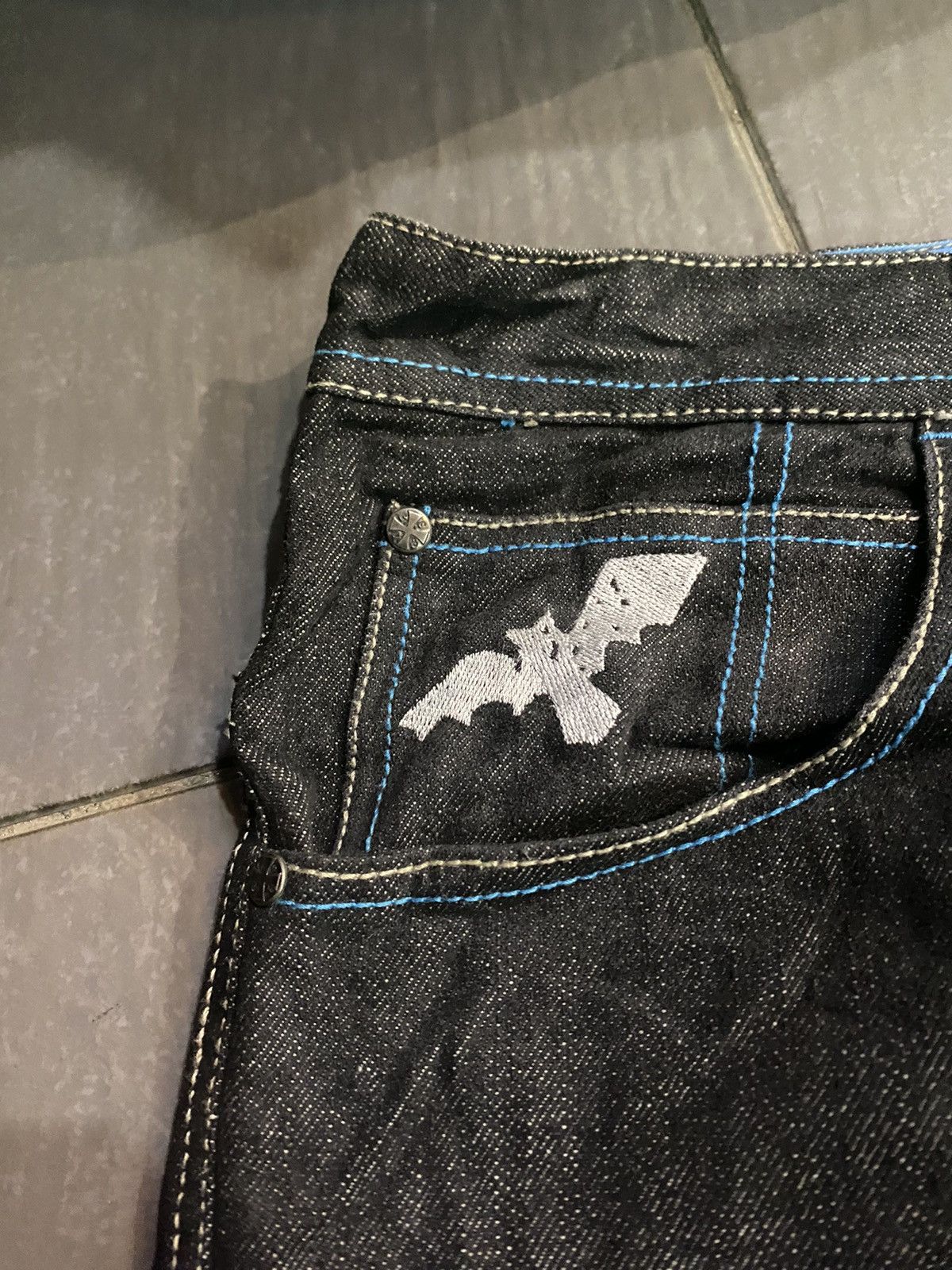 Japanese Brand Skull 💀 Raw blue baggy very rare Size US 37 - 5 Thumbnail