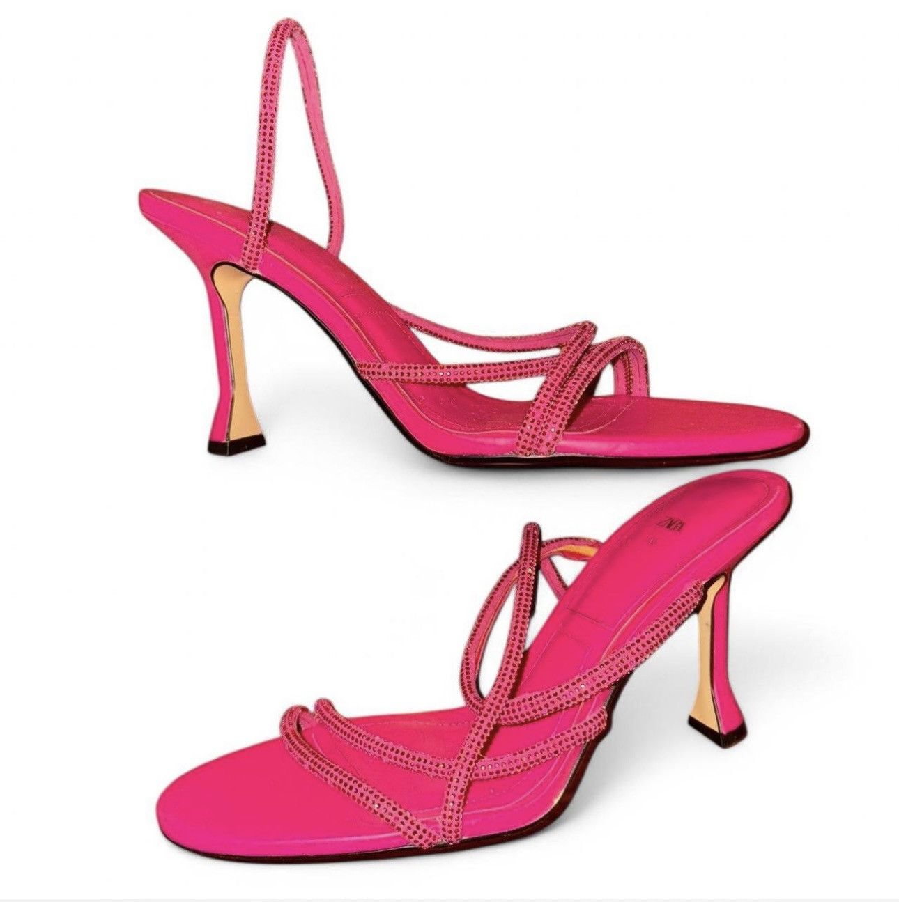Zara Pink Strappy Heels Size US 9 / IT 39 - 1 Thumbnail