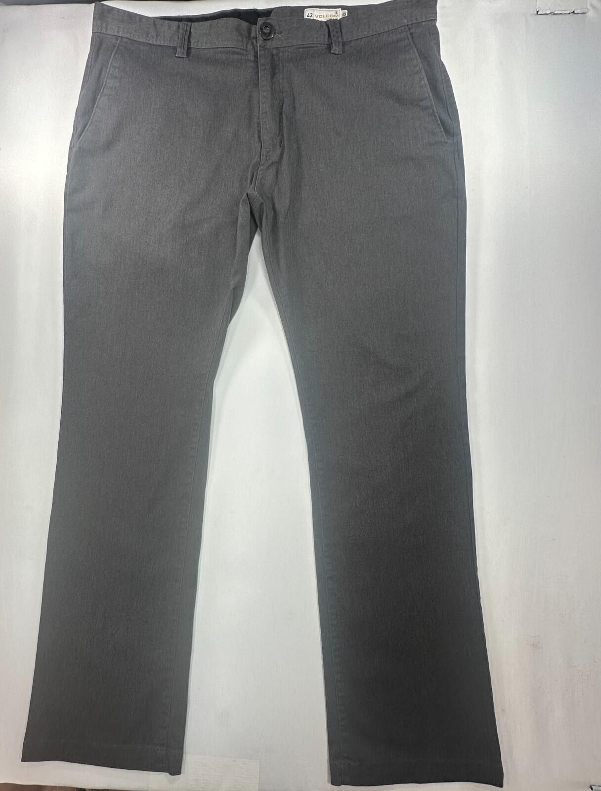 Volcom Volcom Flat Embroidered Cotton/Poly Chinos Gray Mens 42/34 Size US 42 / EU 58 - 1 Thumbnail