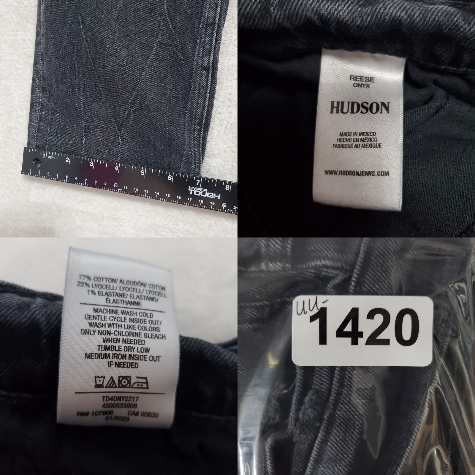 Hudson VINTAGE Hudson Jeans Men 32 Black Reese Onyx Button Fly Straight Leg Denim 32x29 Size US 32 / EU 48 - 9 Thumbnail