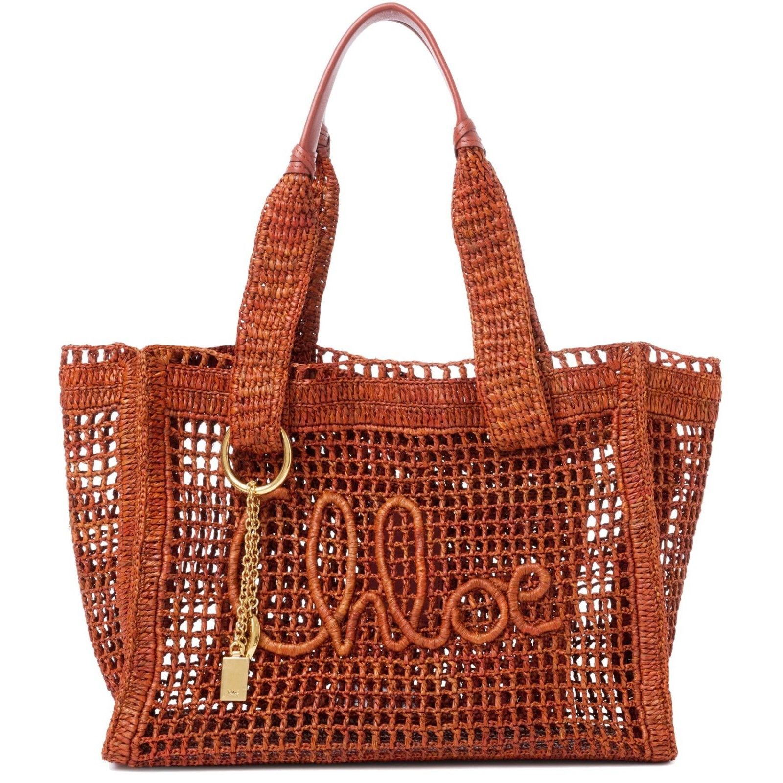 Chloe Chloe Clay Brown Summer Banana Summery Raffia Tote Bag New & Size ONE SIZE - 1 Thumbnail